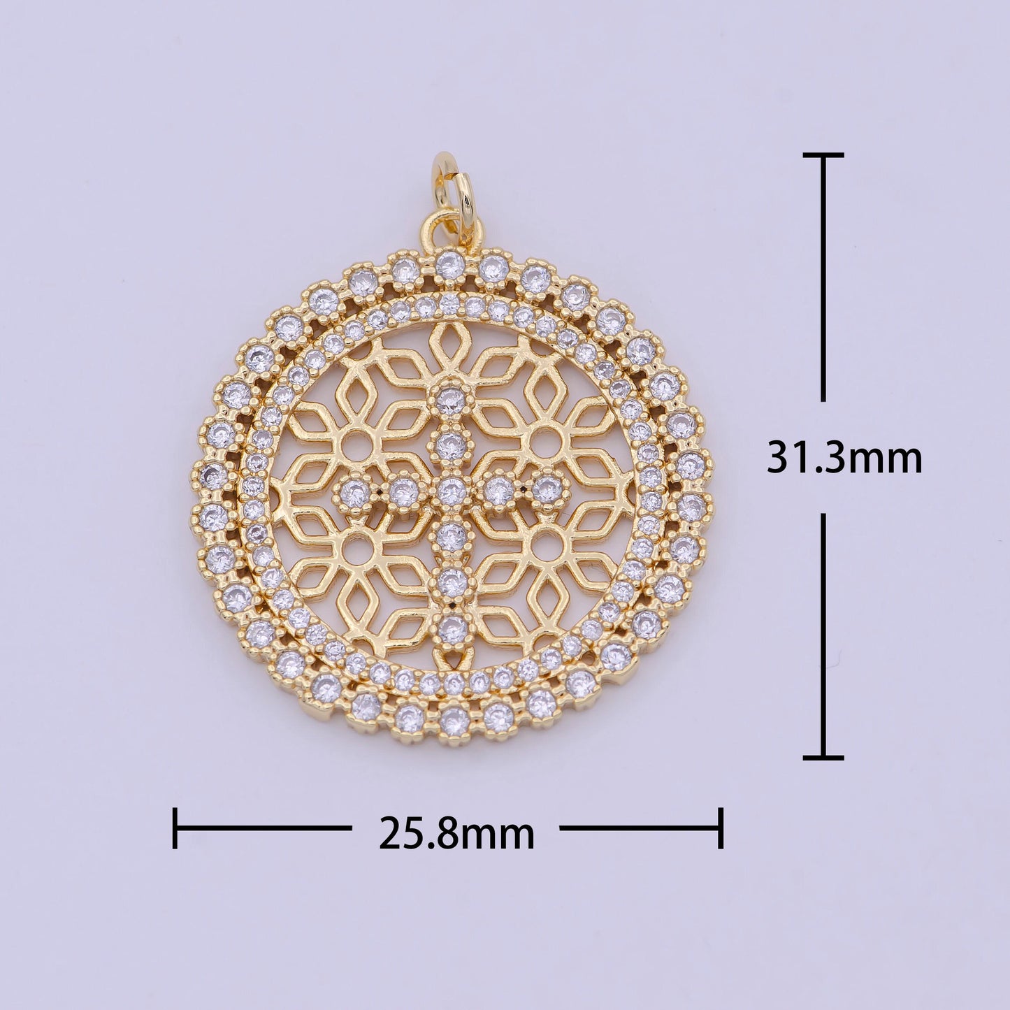 Dainty medallion charm micro pave cz pendant round coin cross charm for bracelet necklace earring supply, n-920