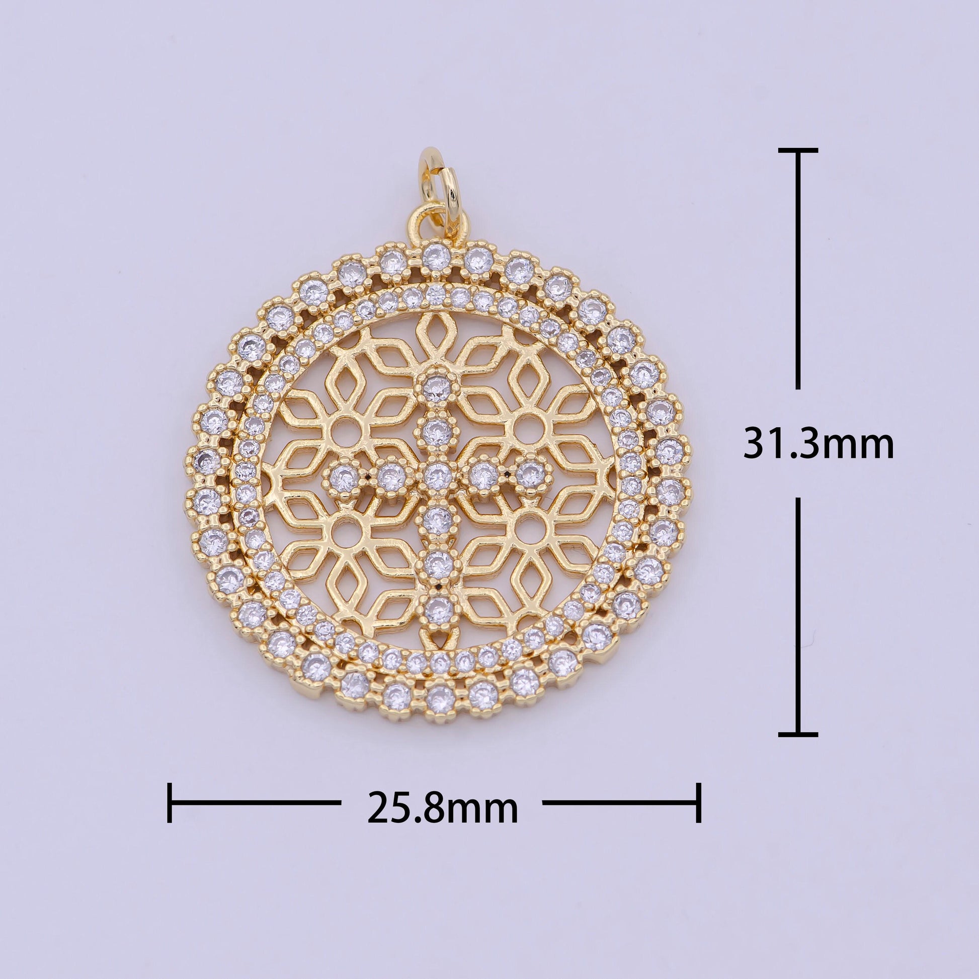 Dainty medallion charm micro pave cz pendant round coin cross charm for bracelet necklace earring supply, n-920