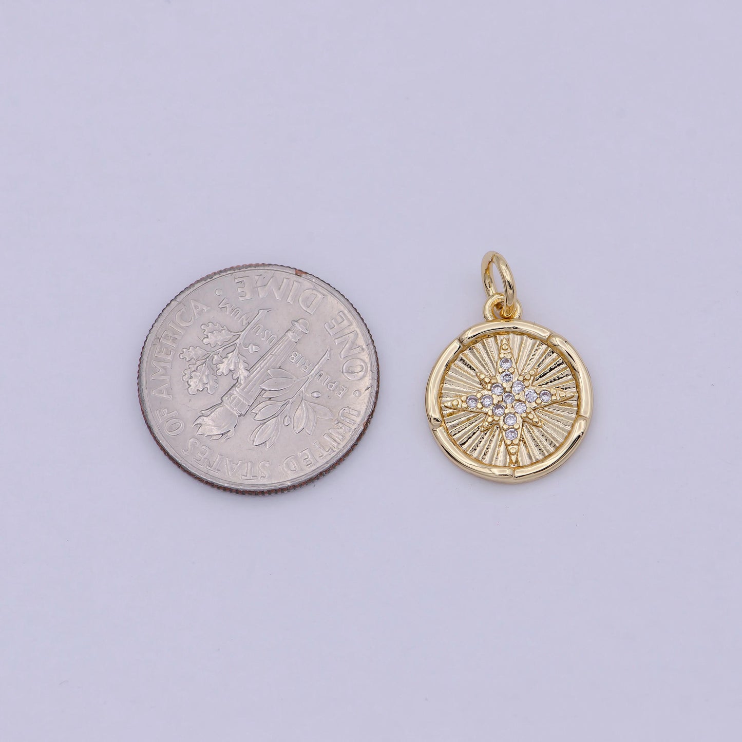Mini gold filled north star charm with cz stone for celestial jewelry