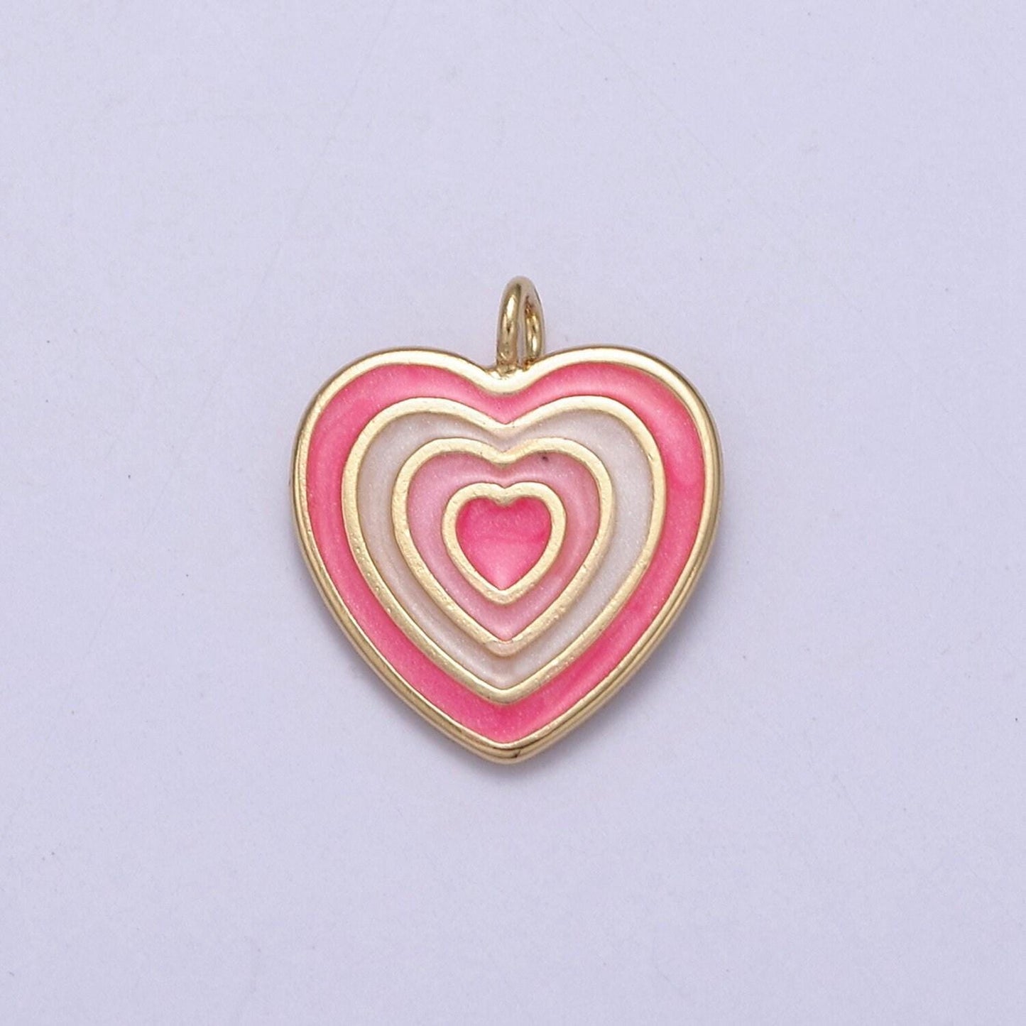 Dainty pink heart charm color enamel heart charm | valentine's day charms n-881