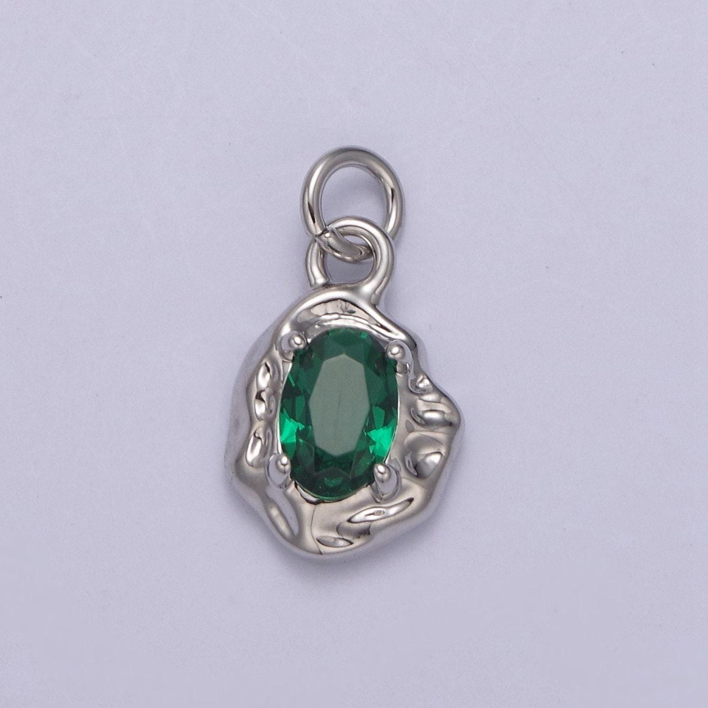 Mini silver rustic charm with colorful cubic zirconia stone option | diy fashion pendant jewelry necklace bracelet earring | n-715