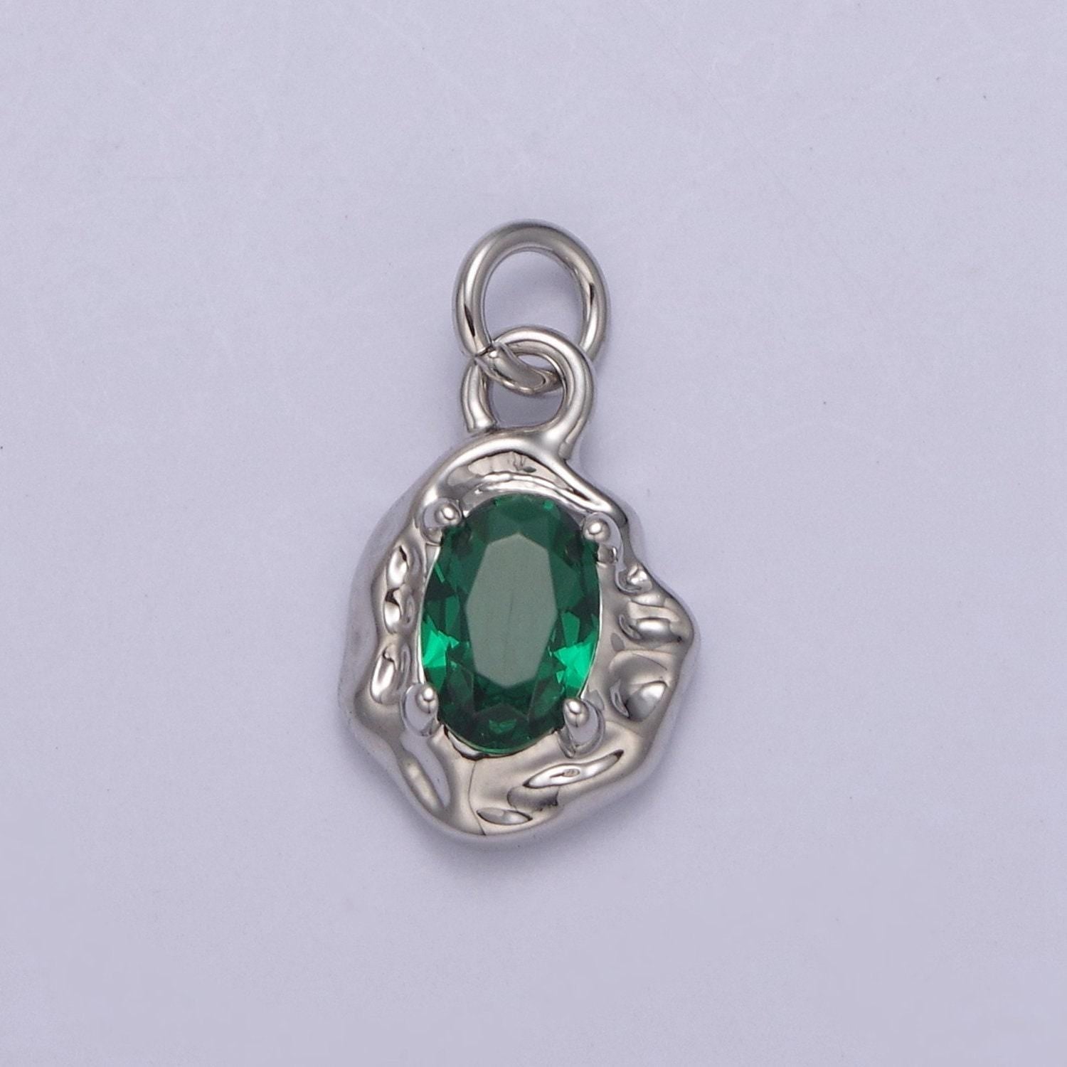Mini silver rustic charm with colorful cubic zirconia stone option | diy fashion pendant jewelry necklace bracelet earring | n-715