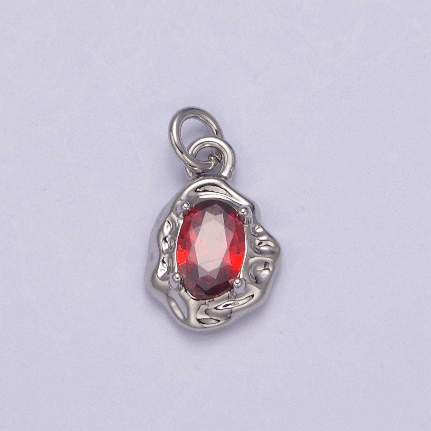 Mini silver rustic charm with colorful cubic zirconia stone option | diy fashion pendant jewelry necklace bracelet earring | n-715