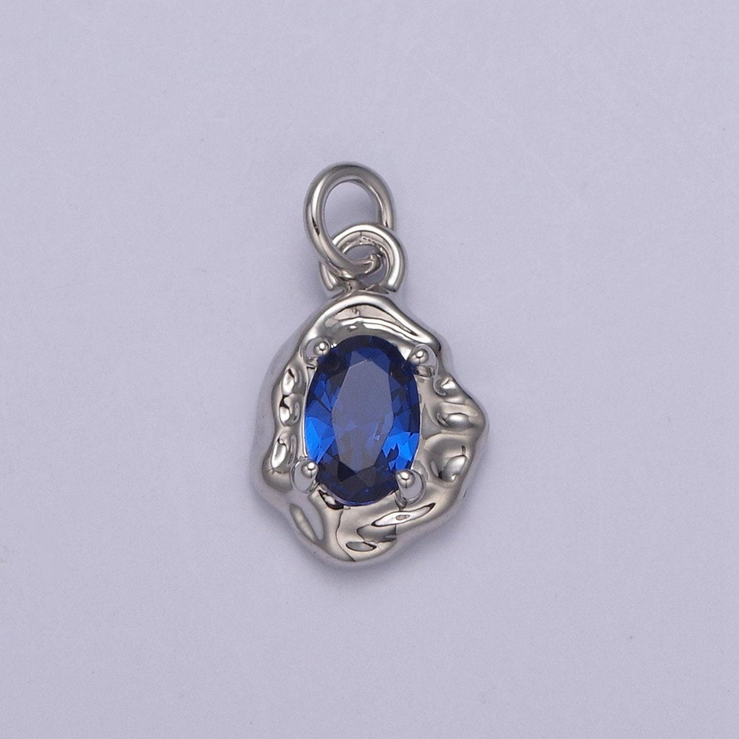Mini silver rustic charm with colorful cubic zirconia stone option | diy fashion pendant jewelry necklace bracelet earring | n-715