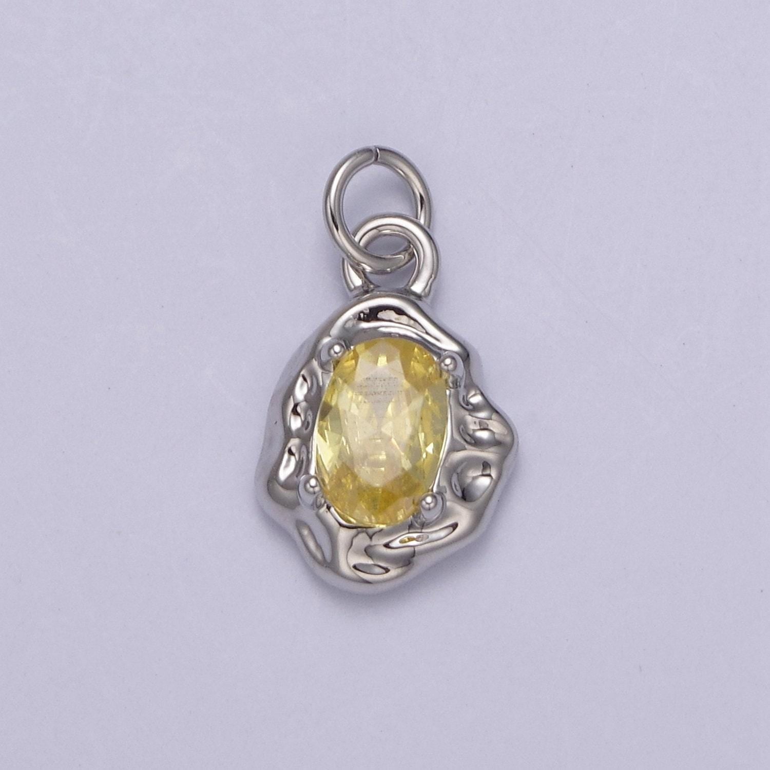 Mini silver rustic charm with colorful cubic zirconia stone option | diy fashion pendant jewelry necklace bracelet earring | n-715