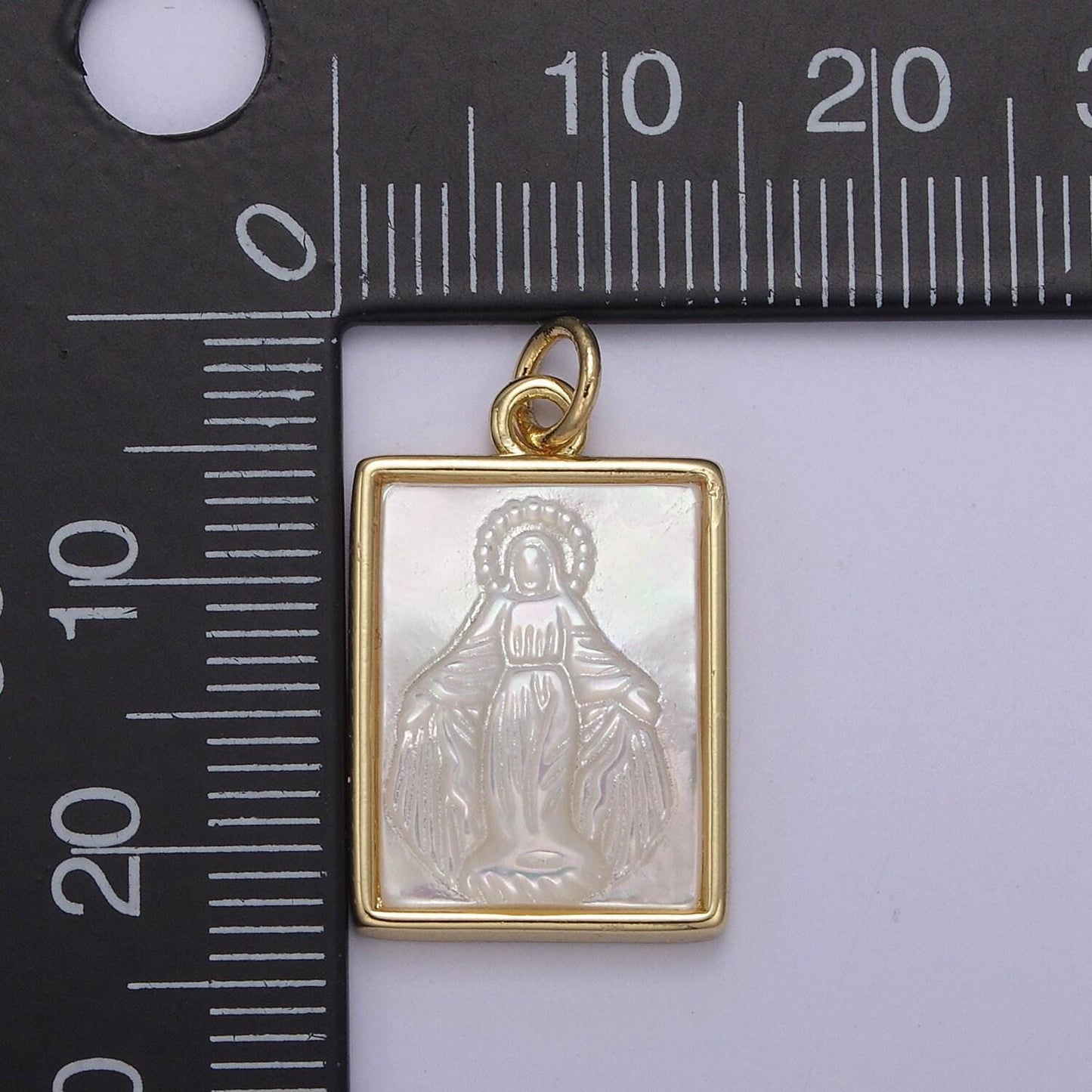 Dainty virgin mary on frame pendant in gold & silver pearl center miraculous lady pendant jewelry necklace | n-860 n-861