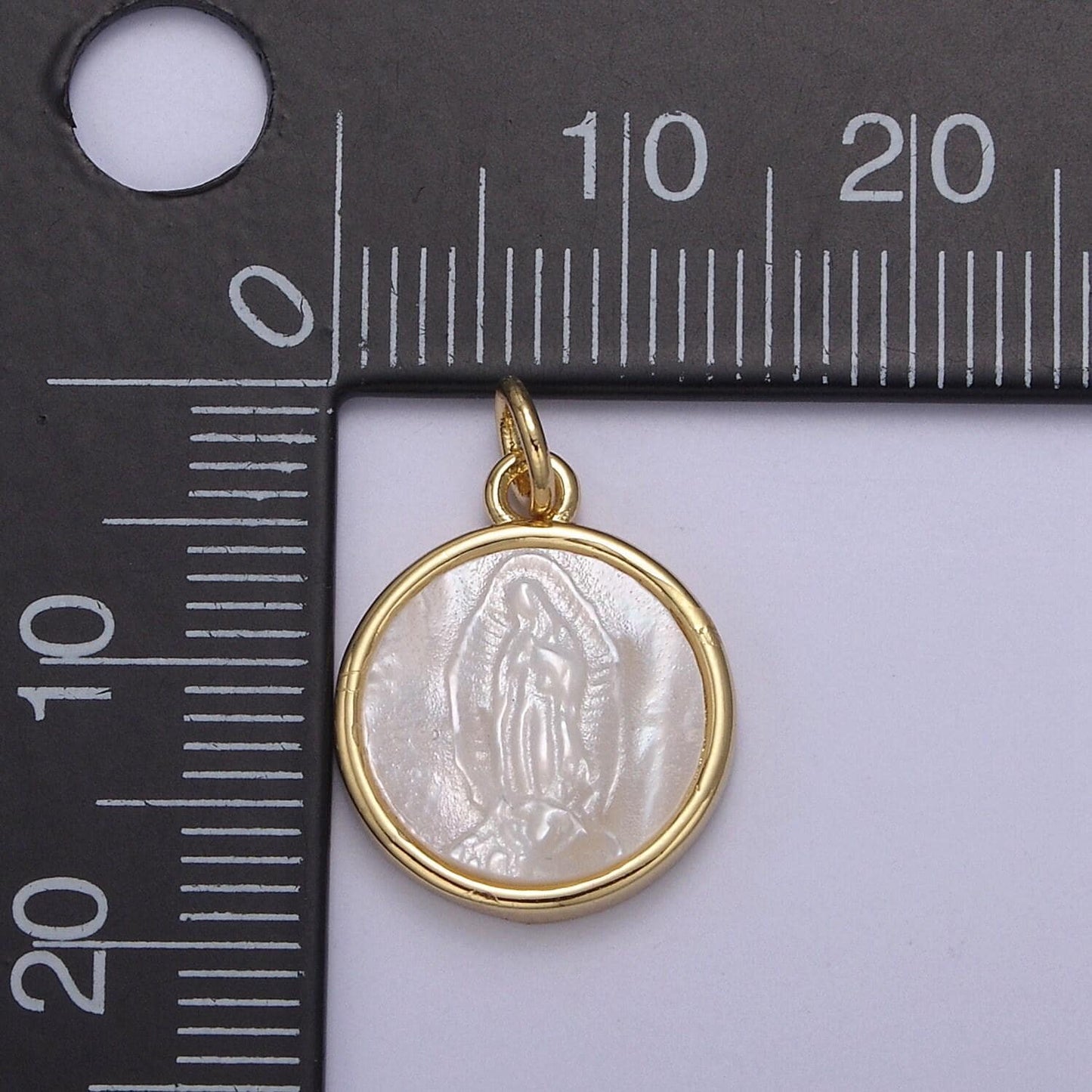 Simple dainty virgin mary pendant in gold & silver pearl center | diy charm jewelry necklace bracelet earring | n-860 n-861