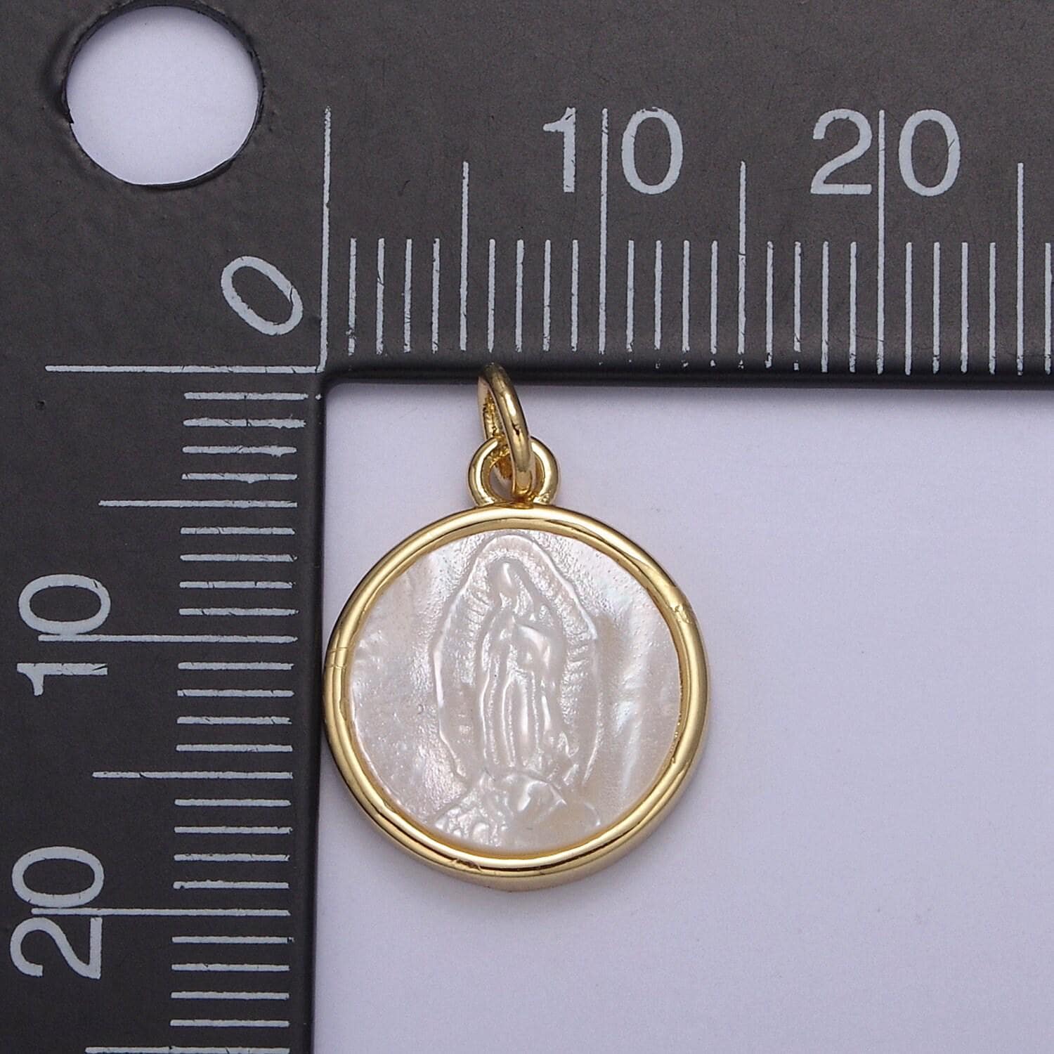 Simple dainty virgin mary pendant in gold & silver pearl center | diy charm jewelry necklace bracelet earring | n-860 n-861