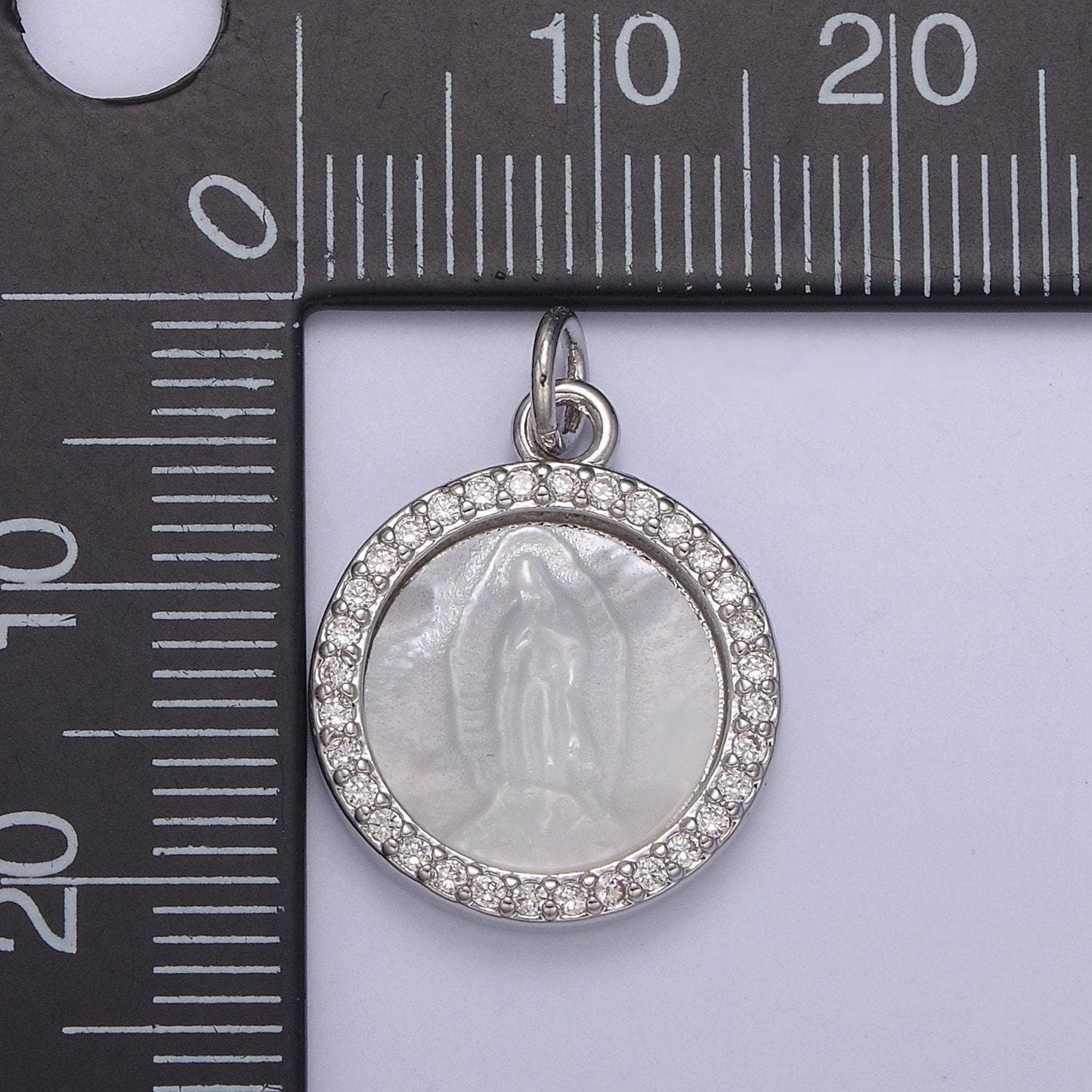 Dainty simple virgin mary pendant silver pearl center micro pave | diy charm jewelry necklace bracelet earring | n-859