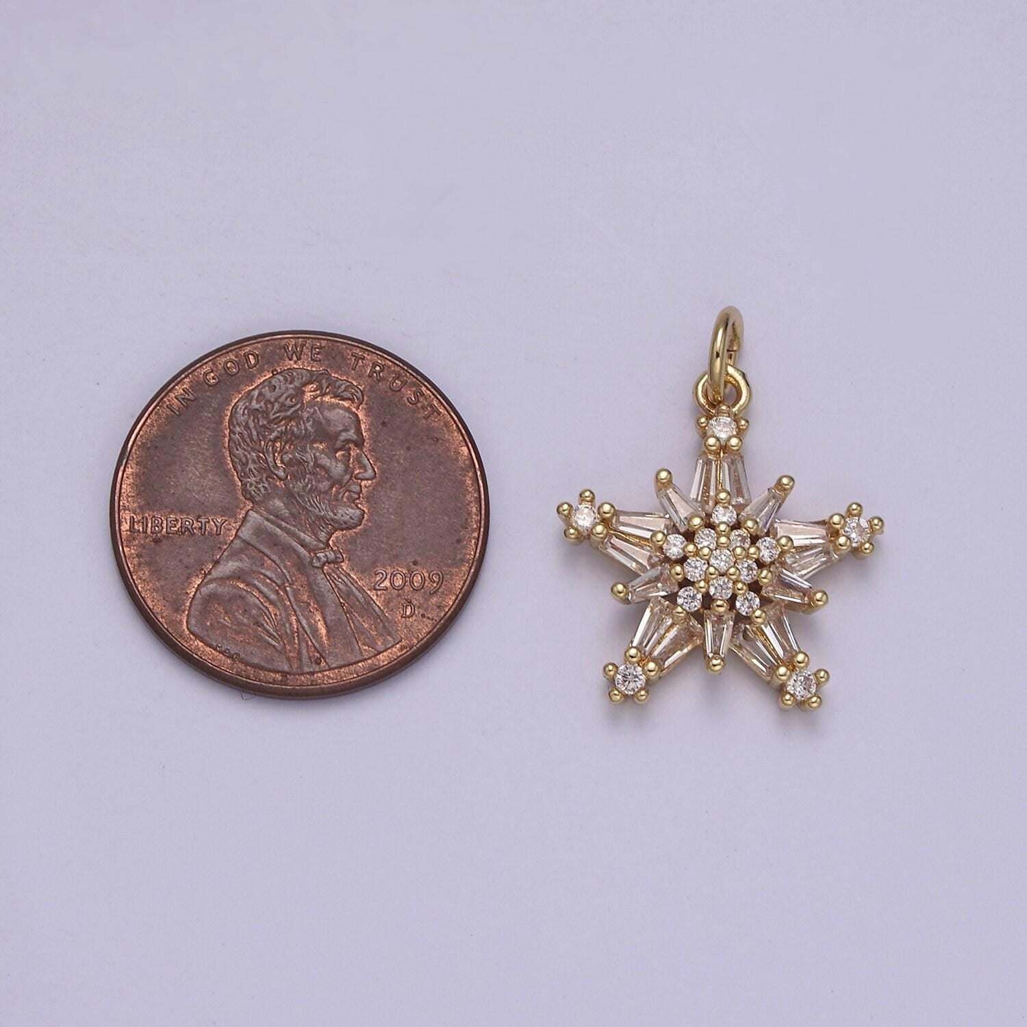 Dainty baguette paved star pendant jewelry mini cz paved small celestial charm diy charm component for necklace, bracelet | n-852