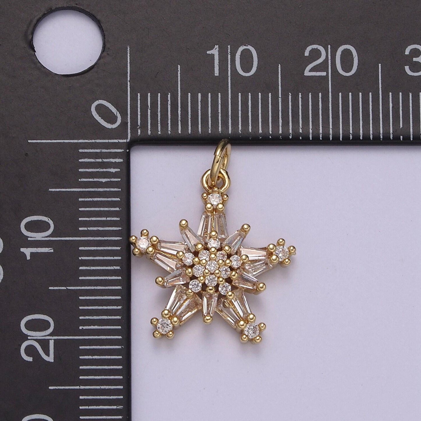 Dainty baguette paved star pendant jewelry mini cz paved small celestial charm diy charm component for necklace, bracelet | n-852