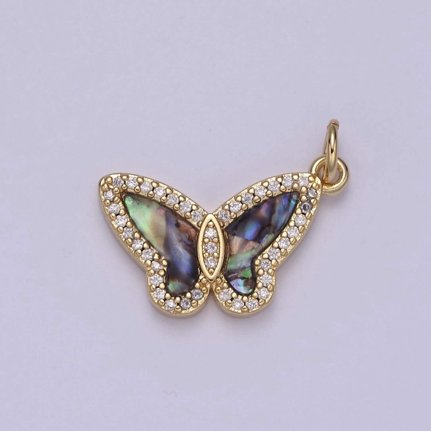 1x dainty gold filled cz paved tiger's eye, pearl, abalone monarch butterfly diy charm for necklace bracelet earring| n-844 n-845 n-846