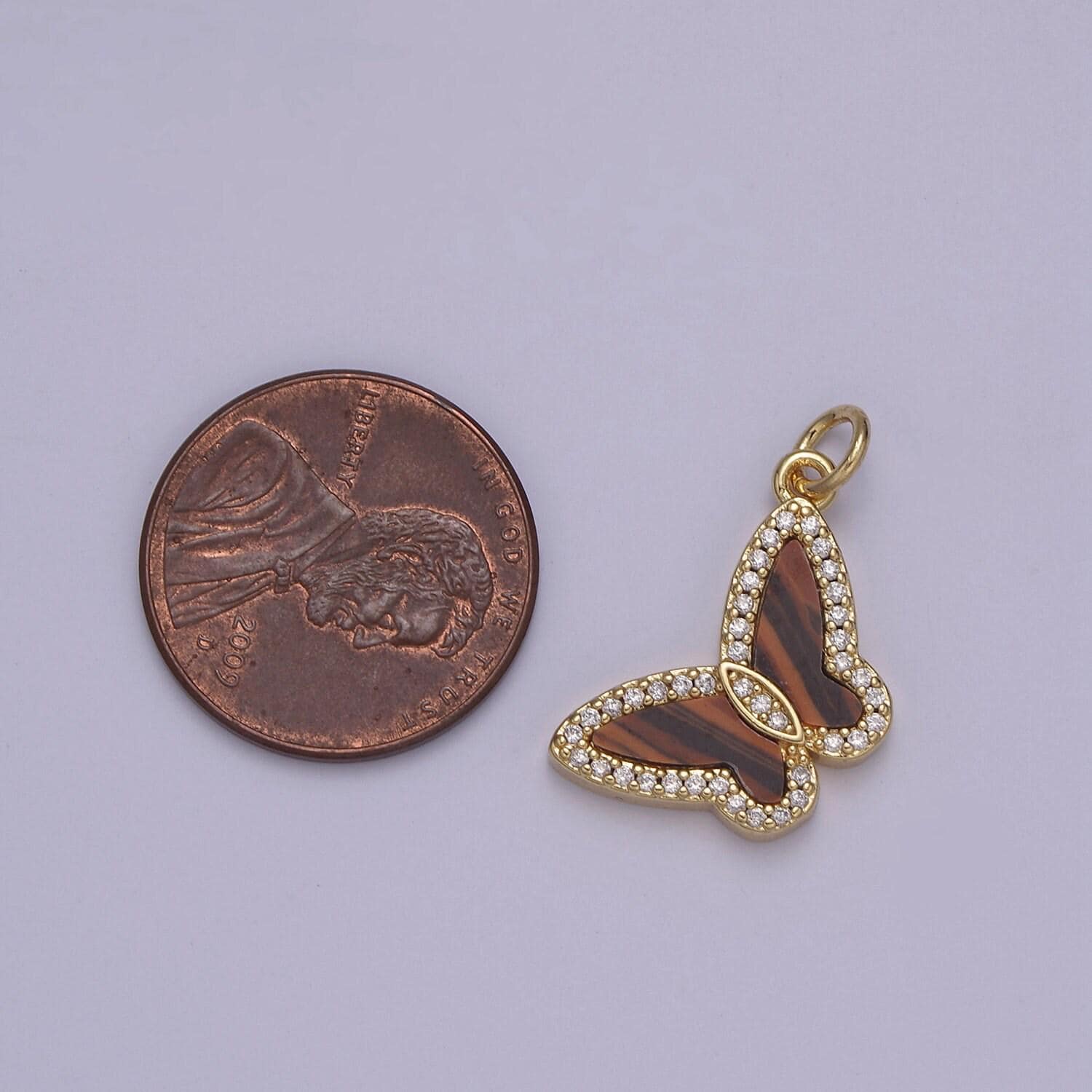 1x dainty gold filled cz paved tiger's eye, pearl, abalone monarch butterfly diy charm for necklace bracelet earring| n-844 n-845 n-846