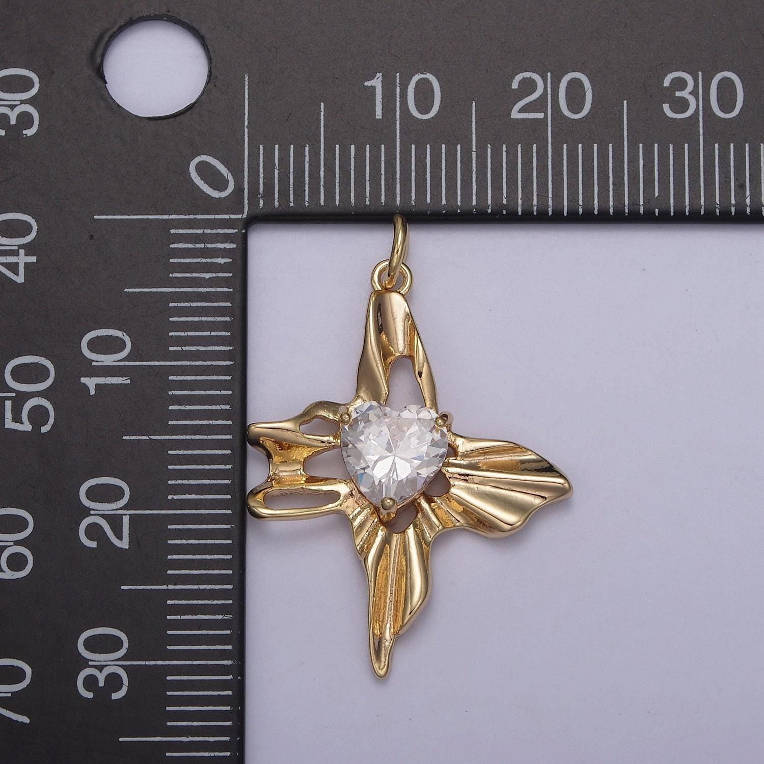 Dainty clear diamond heart cubic zirconia 16k gold filled jewelry charm diy component pendant necklace bracelet earring | n-830