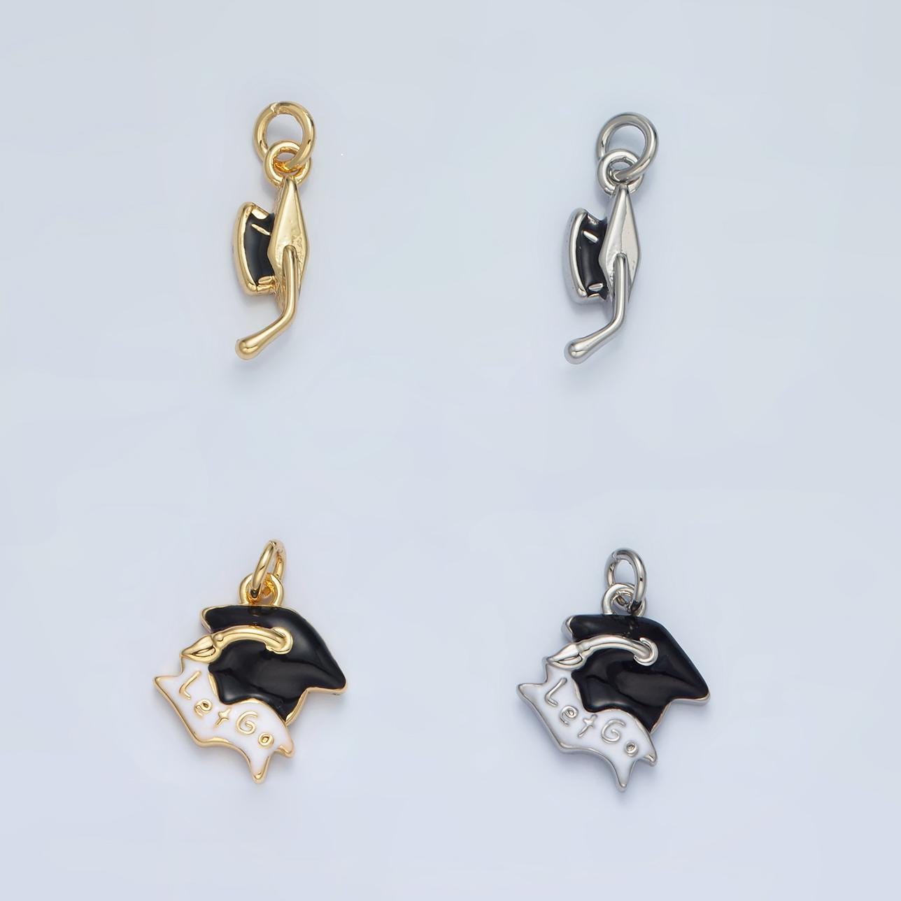Dainty gold graduation cap charms for grad cap charm necklace bracelet charm gift for graduation idea n822