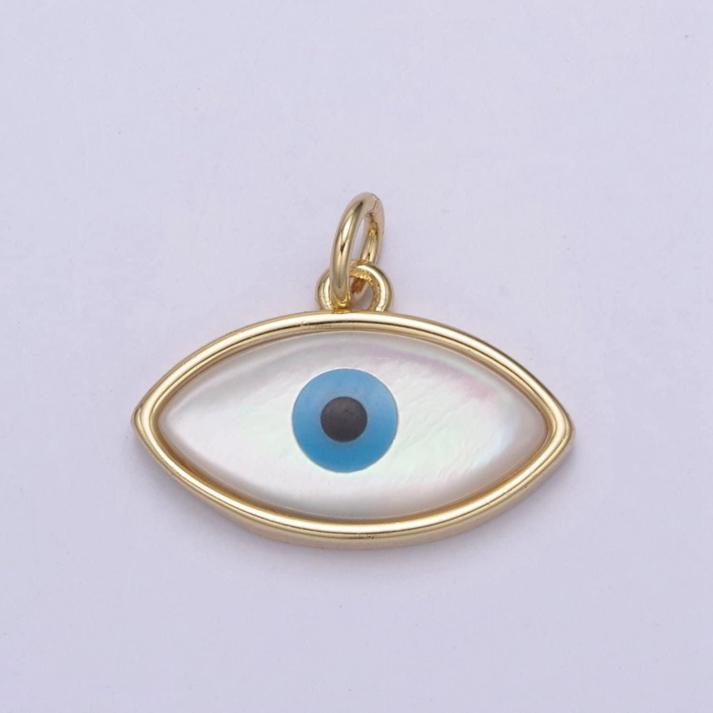 Dainty evil eye charm 14k gold filled shell pearl evil eye pendant for add on charm n-818