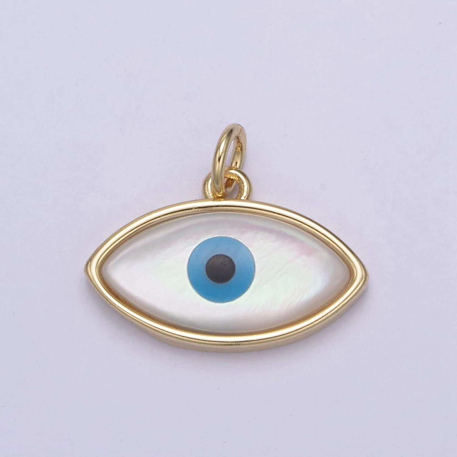 Dainty evil eye charm 14k gold filled shell pearl evil eye pendant for add on charm n-818