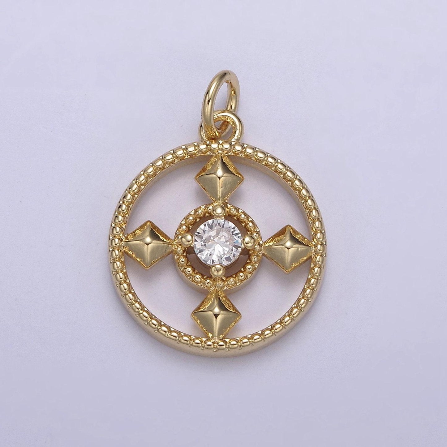 Dainty cross charm pendant piece 24k gold filled religious fashion jewelry inlaid gem n-809
