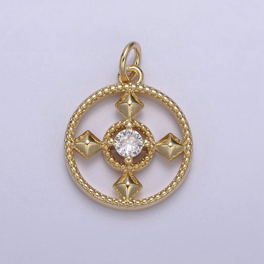 Dainty cross charm pendant piece 24k gold filled religious fashion jewelry inlaid gem n-809