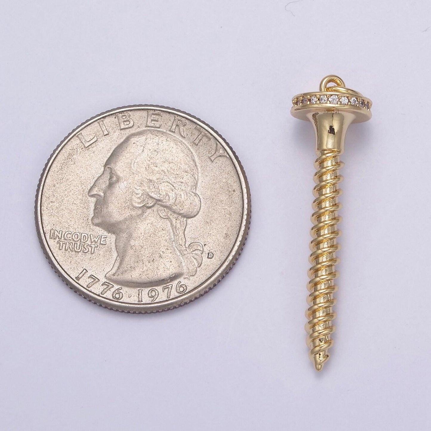 Dainty medium screw nail pendant in gold/silver cz micro pave | diy fashion jewelry charm add on necklace bracelet earring | n-788 n-789
