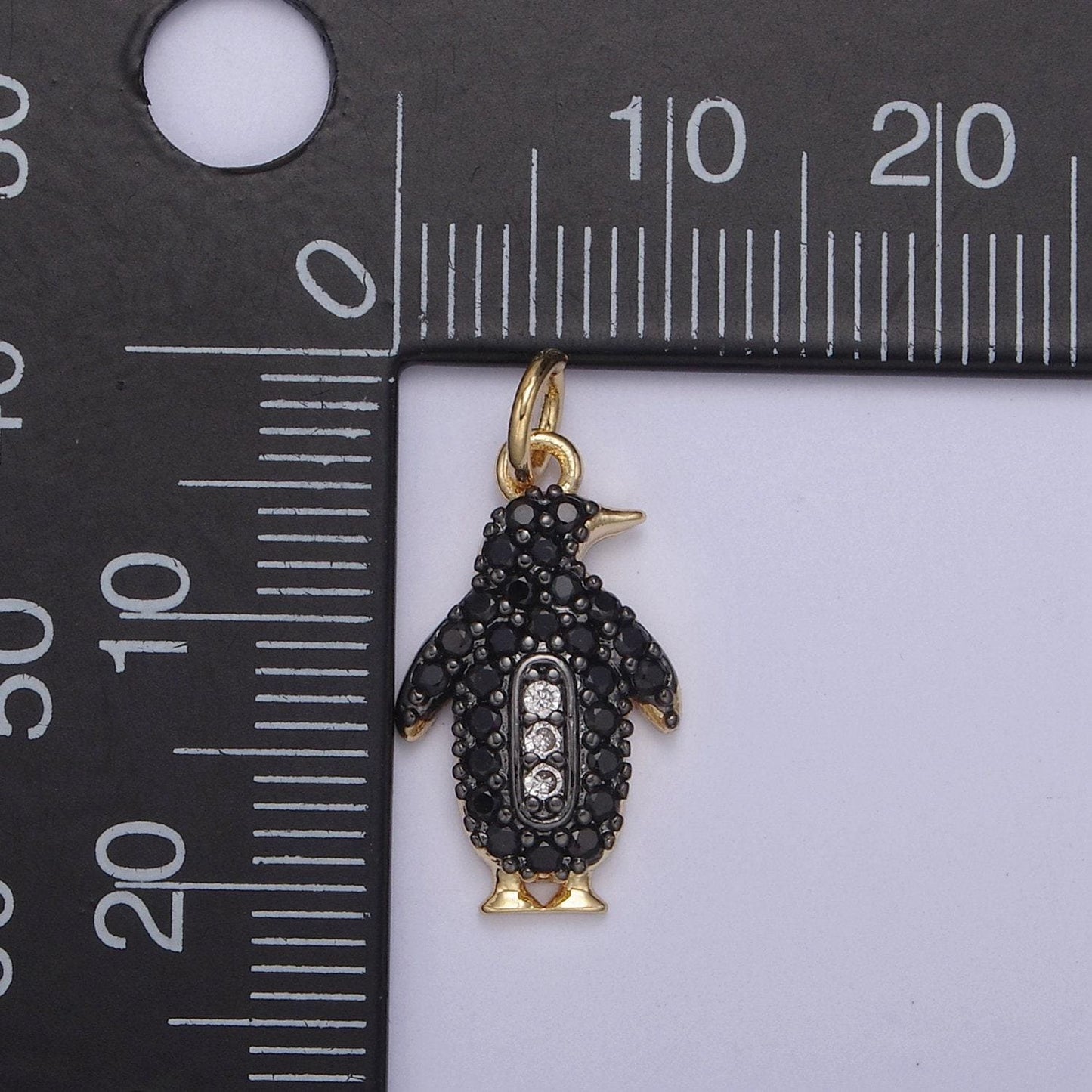 Micro pave penguin charm pendant 14k gold filled penguin bracelet earring necklace charm, animal lover charm n-766