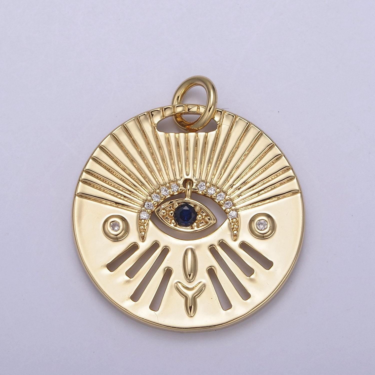 Bold evil eye pendant micro pave in gold/silver dangling eye amulet | diy fashion jewelry charm add on necklace bracelet eearring | n-763