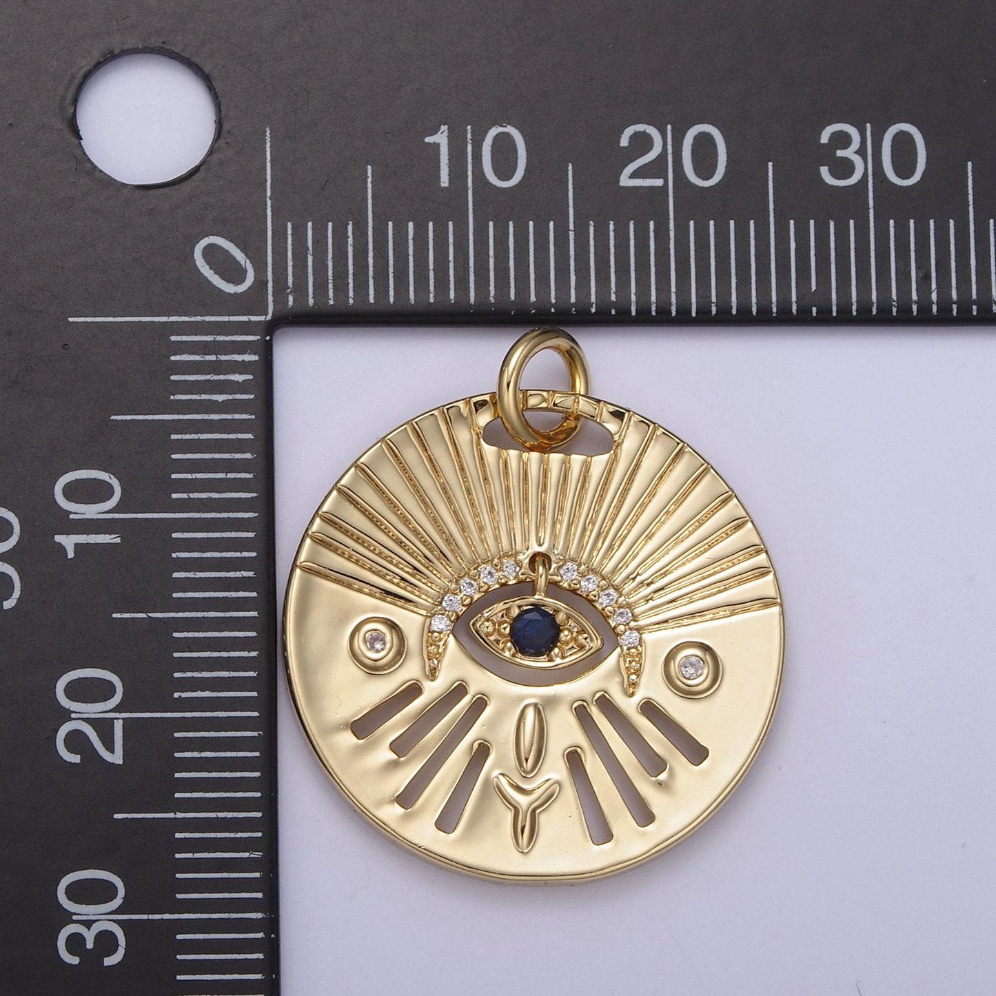 Bold evil eye pendant micro pave in gold/silver dangling eye amulet | diy fashion jewelry charm add on necklace bracelet eearring | n-763