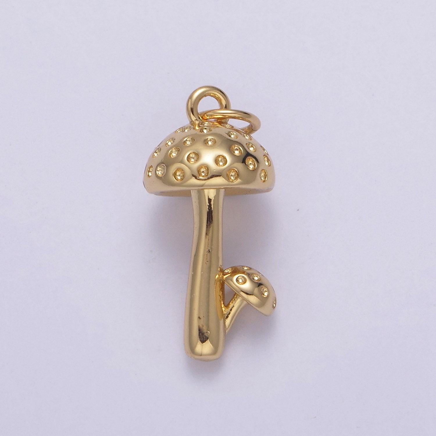 Dainty mushroom pendant 14k gold filled | diy fashion jewelry charm add on necklace bracelet earring | n-749