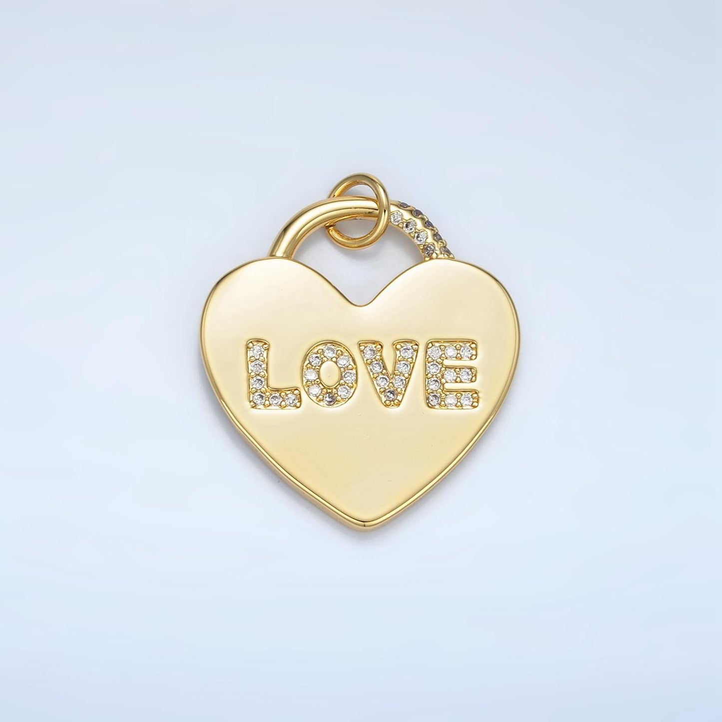 Big 24k gold filled heart charm padlock love pendant for statement center piece charm necklace jewelry making supply | n743
