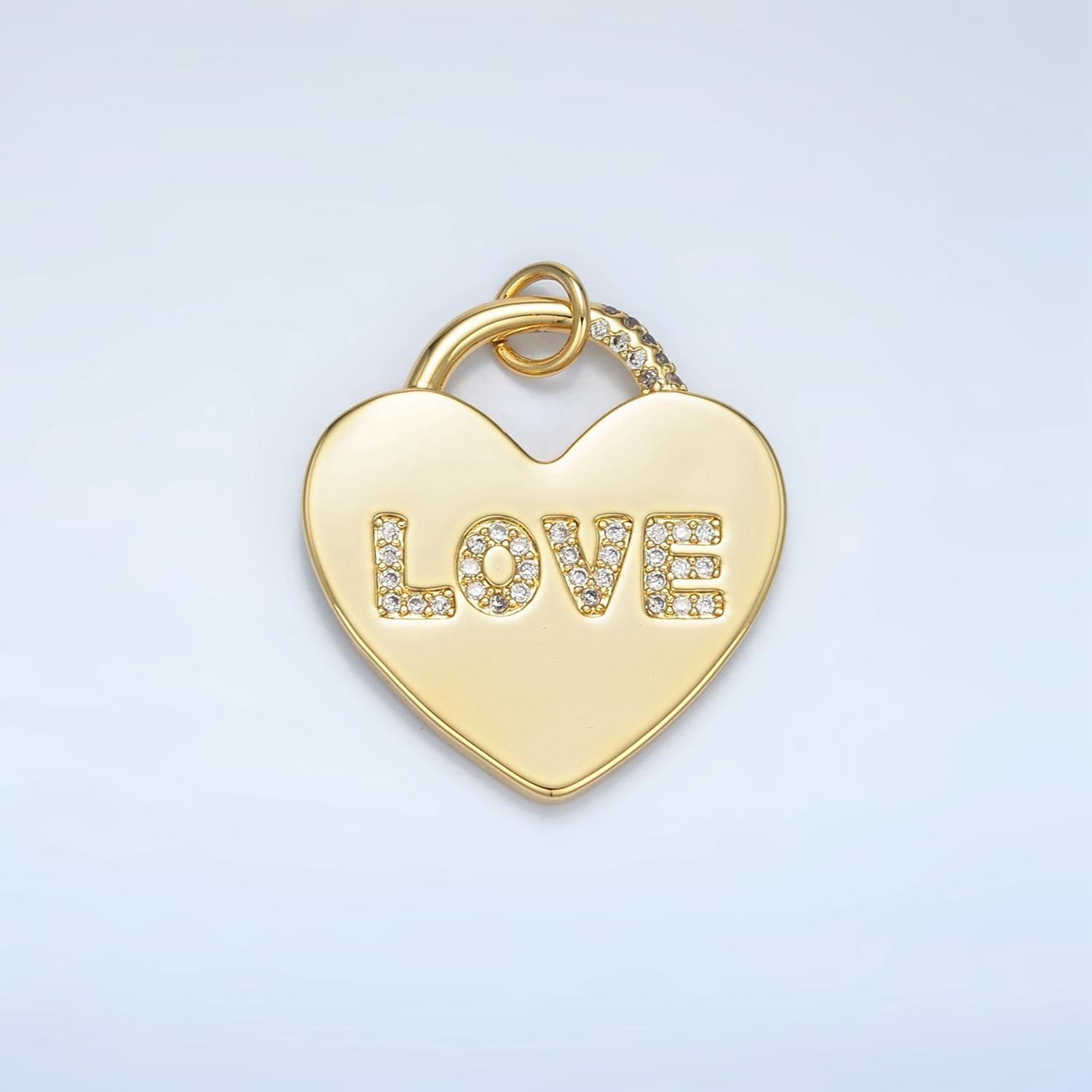Big 24k gold filled heart charm padlock love pendant for statement center piece charm necklace jewelry making supply | n743