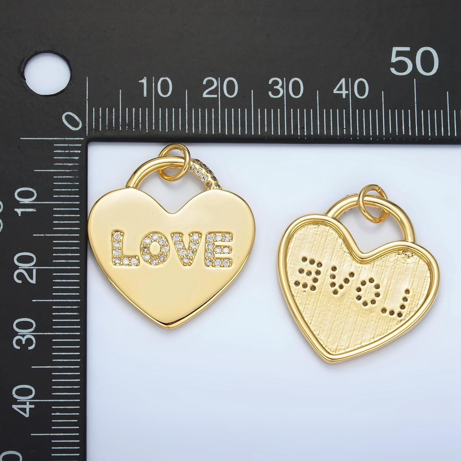 Big 24k gold filled heart charm padlock love pendant for statement center piece charm necklace jewelry making supply | n743