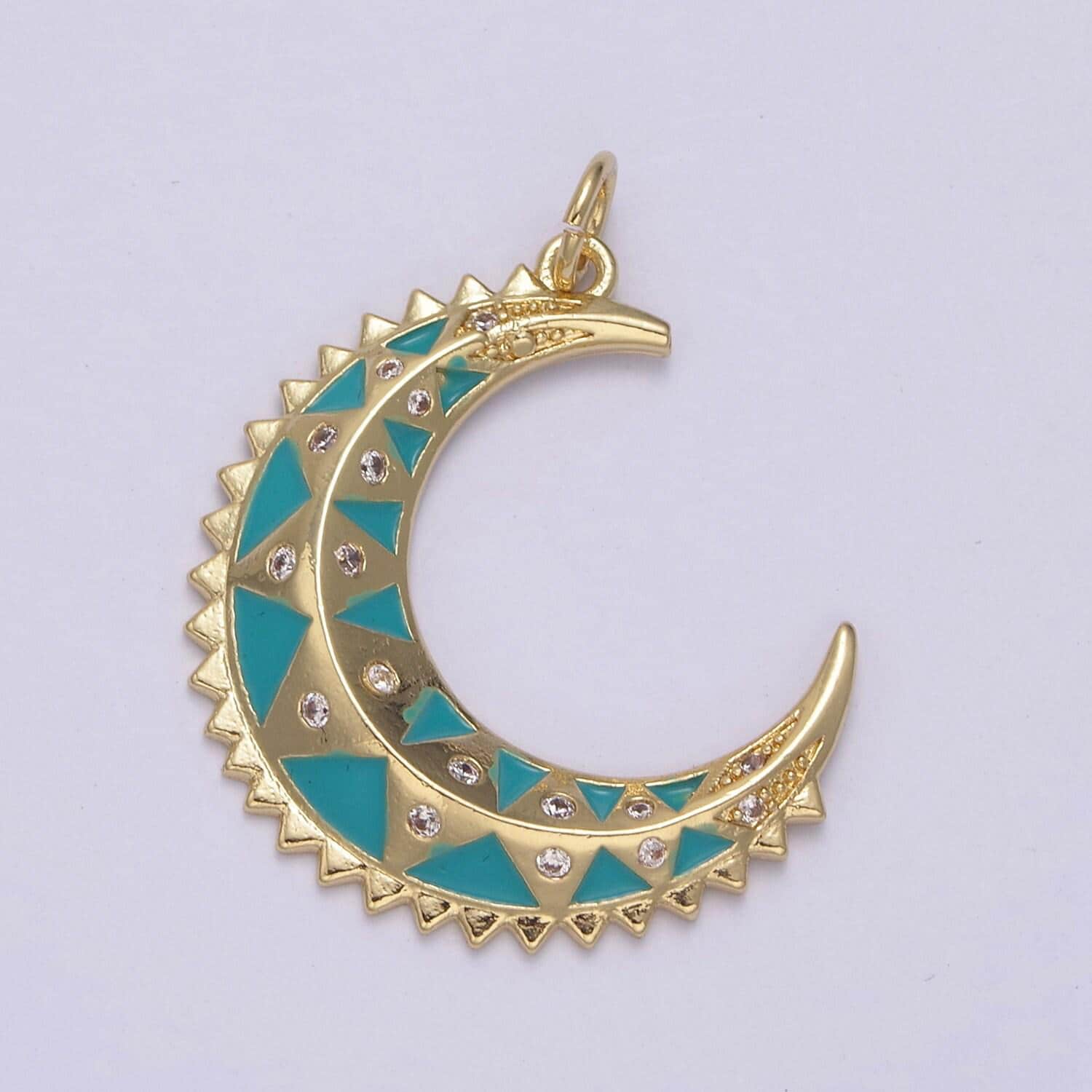 Dainty crescent moon pendant, multiple enamel color options | diy fashion jewelry charm for necklace bracelet earring | n-736