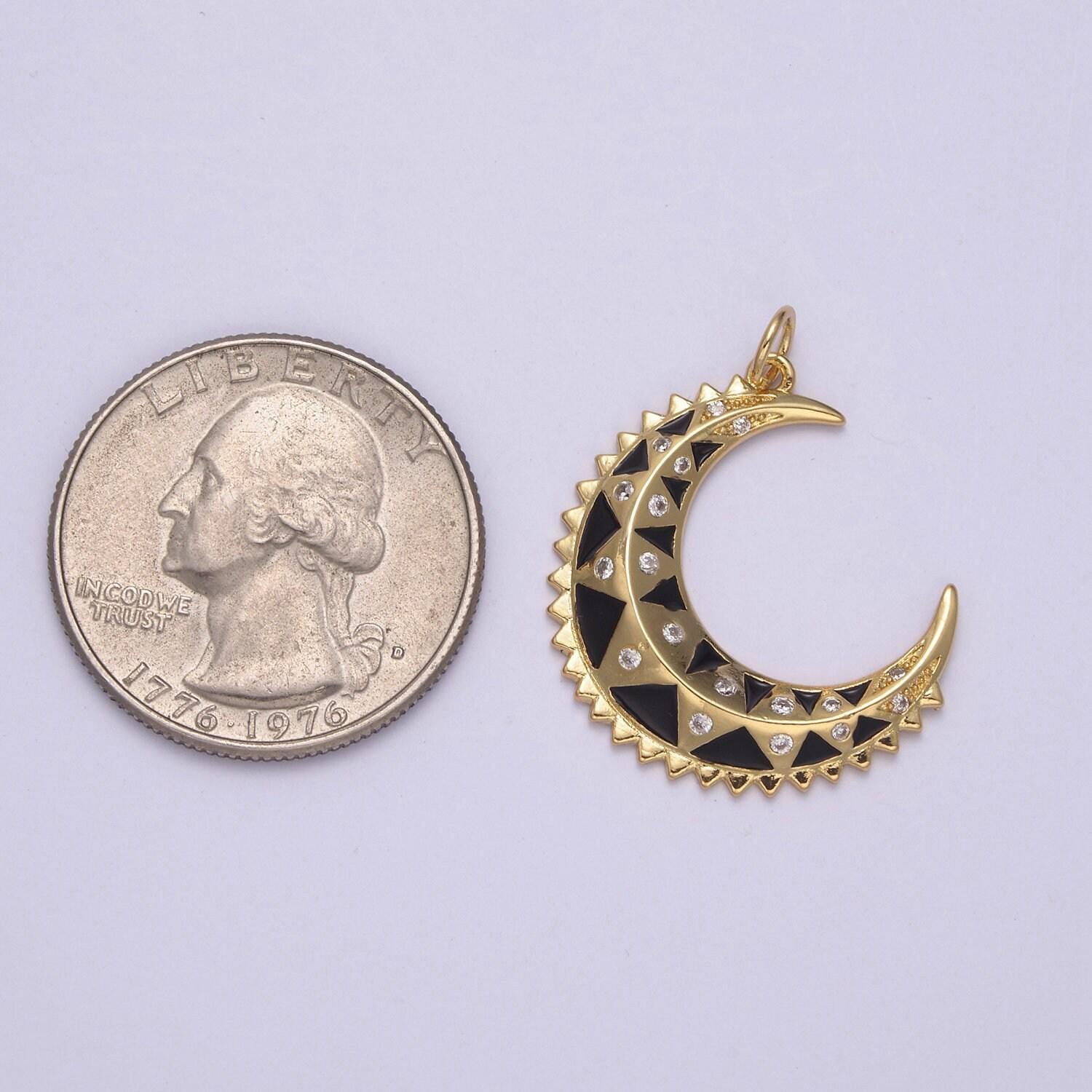 Dainty crescent moon pendant, multiple enamel color options | diy fashion jewelry charm for necklace bracelet earring | n-736