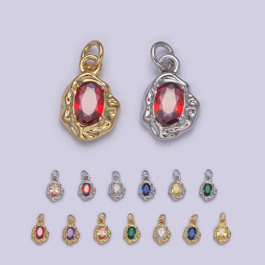 Mini gold rustic charm with colorful cubic zirconia stone option | diy fashion pendant jewelry necklace bracelet earring | n-716