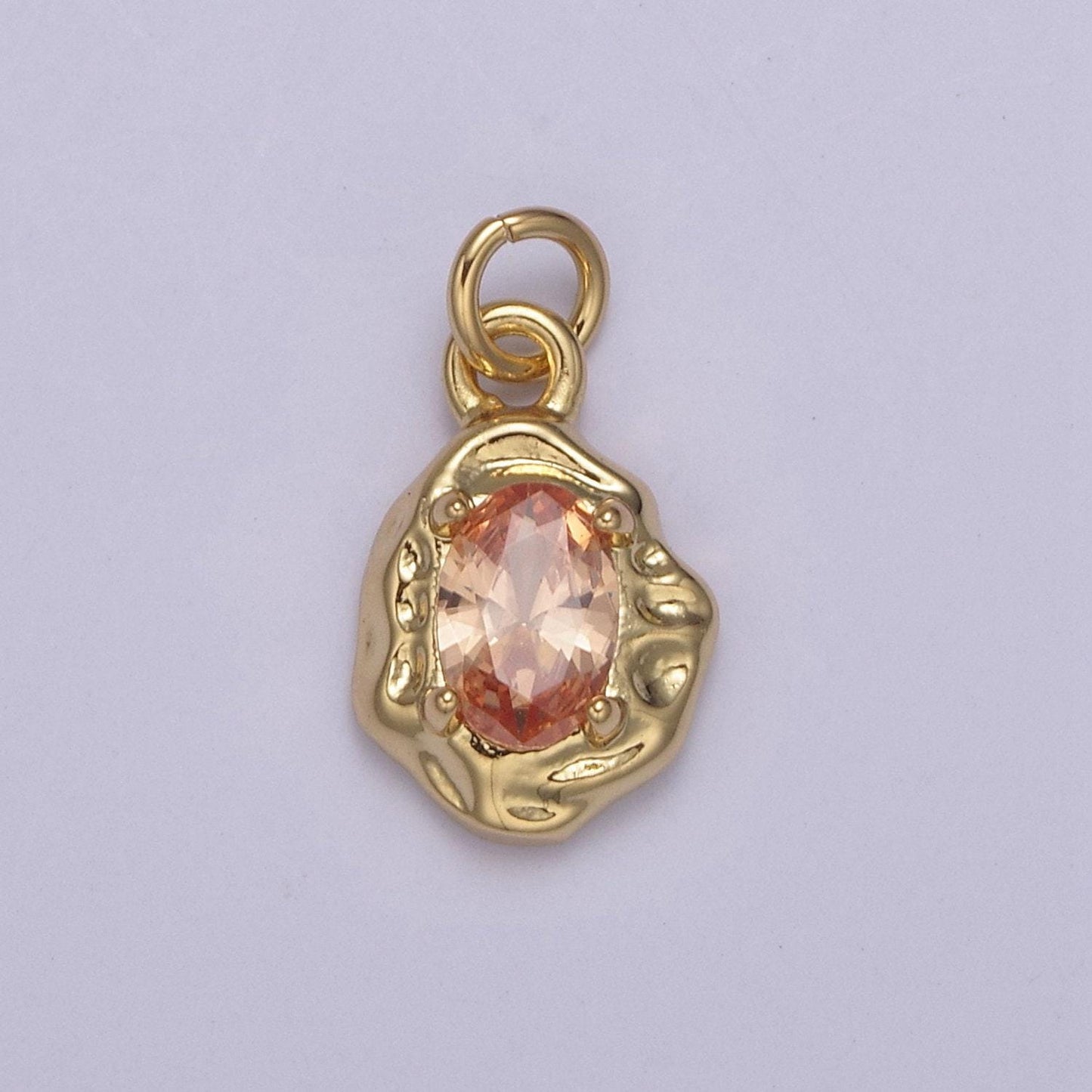 Mini gold rustic charm with colorful cubic zirconia stone option | diy fashion pendant jewelry necklace bracelet earring | n-715