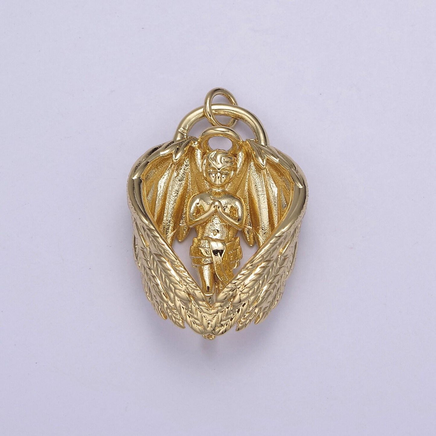 Gold 3d baby angel pendant, cherub necklace pendant, angel charm, winged baby angel pendant, baby guardian angel charm n-708
