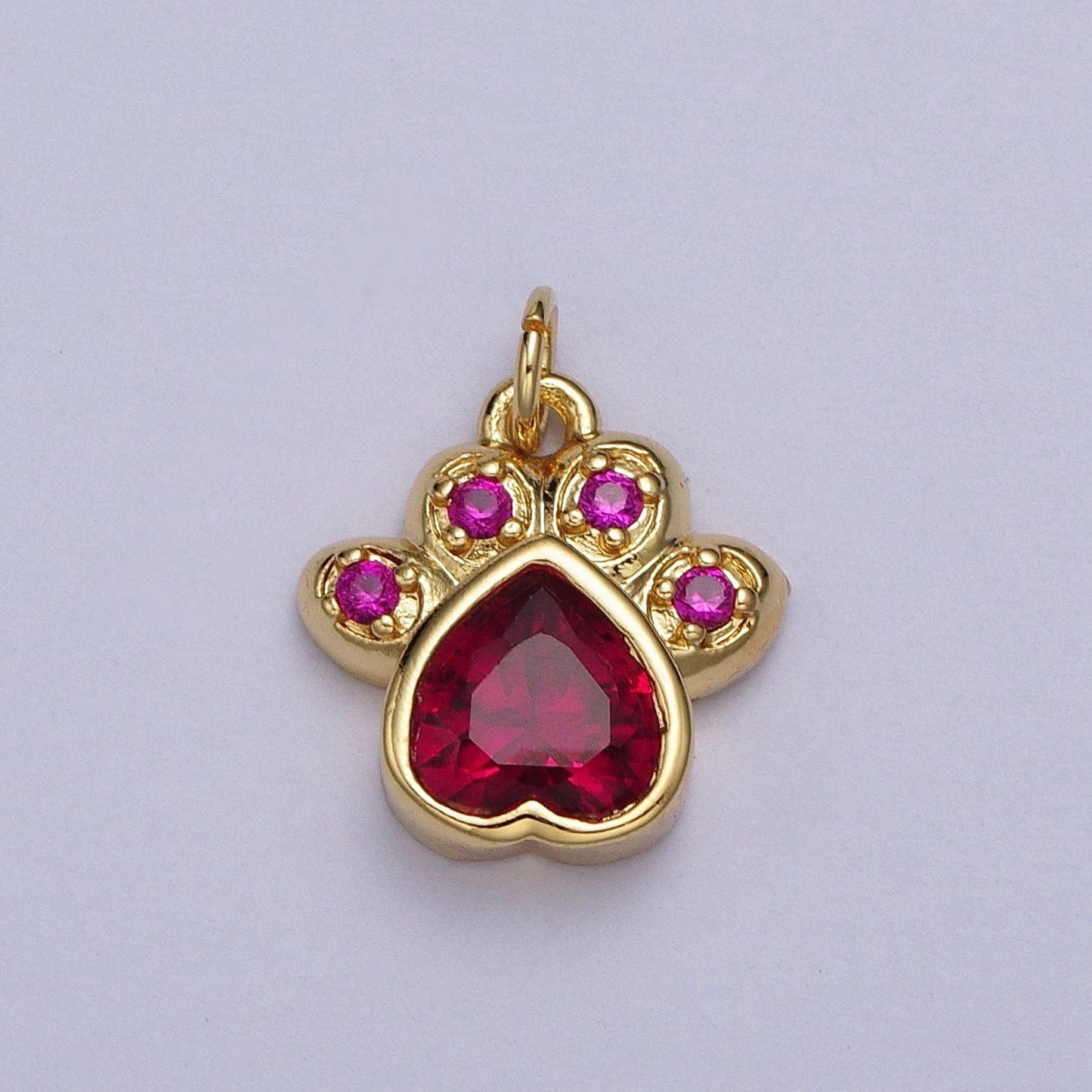 Tiny dog cat bear paw print pendant in gold micro pave teal pink black cz animal jewelry charm for collar necklace bracelet ac019