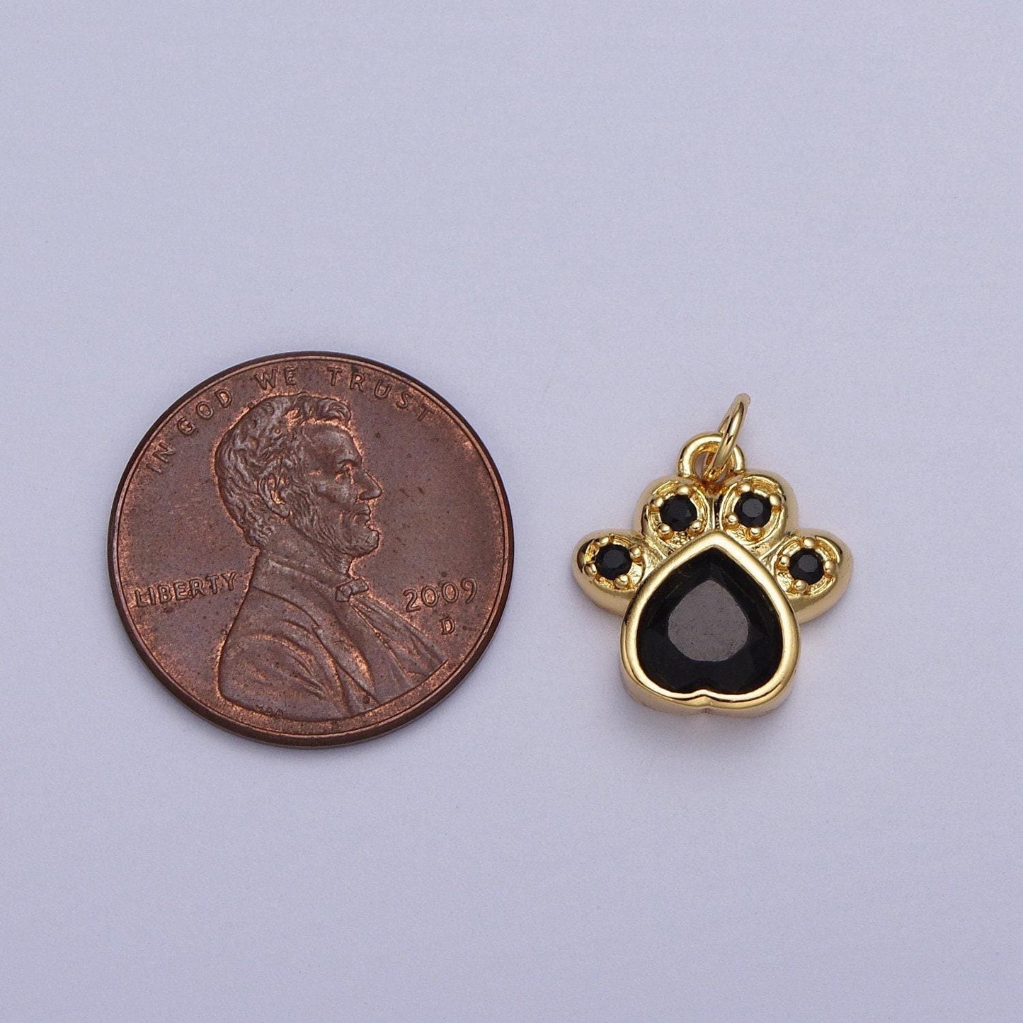 Tiny dog cat bear paw print pendant in gold micro pave teal pink black cz animal jewelry charm for collar necklace bracelet ac019