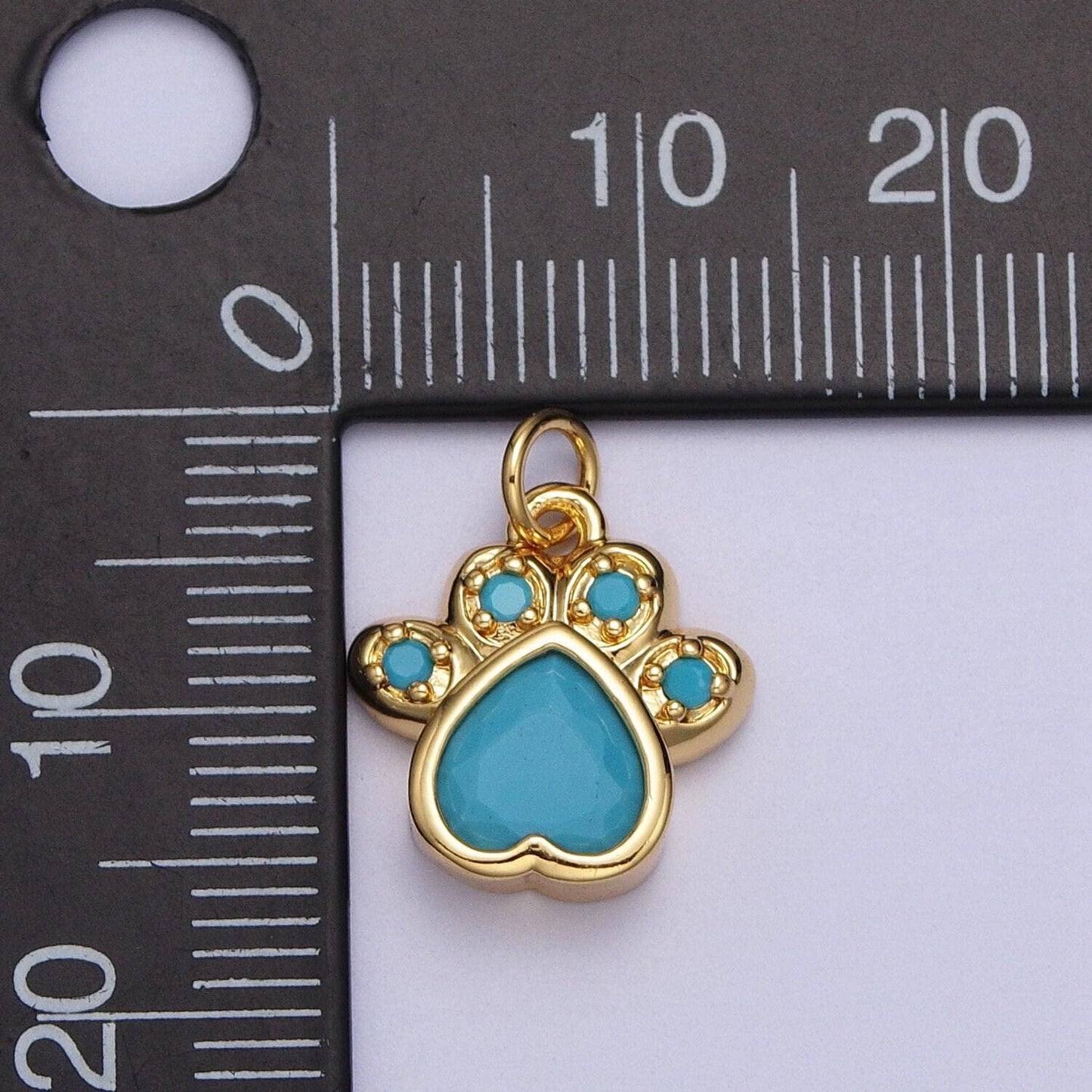 Tiny dog cat bear paw print pendant in gold micro pave teal pink black cz animal jewelry charm for collar necklace bracelet ac019