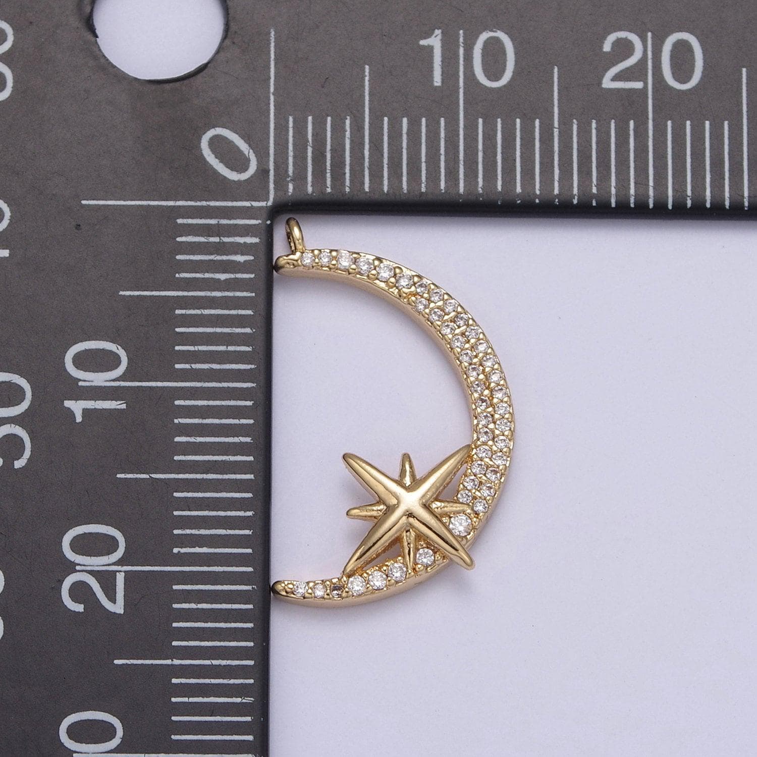 Dainty cubic crescent moon charm 24k gold filled star celestial jewelry pendant n681