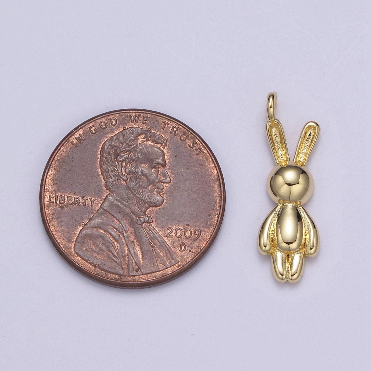 Gold filled small balloon rabbit charm tiny bunny pendant for kids jewelry necklace bracelet earring supply n-664