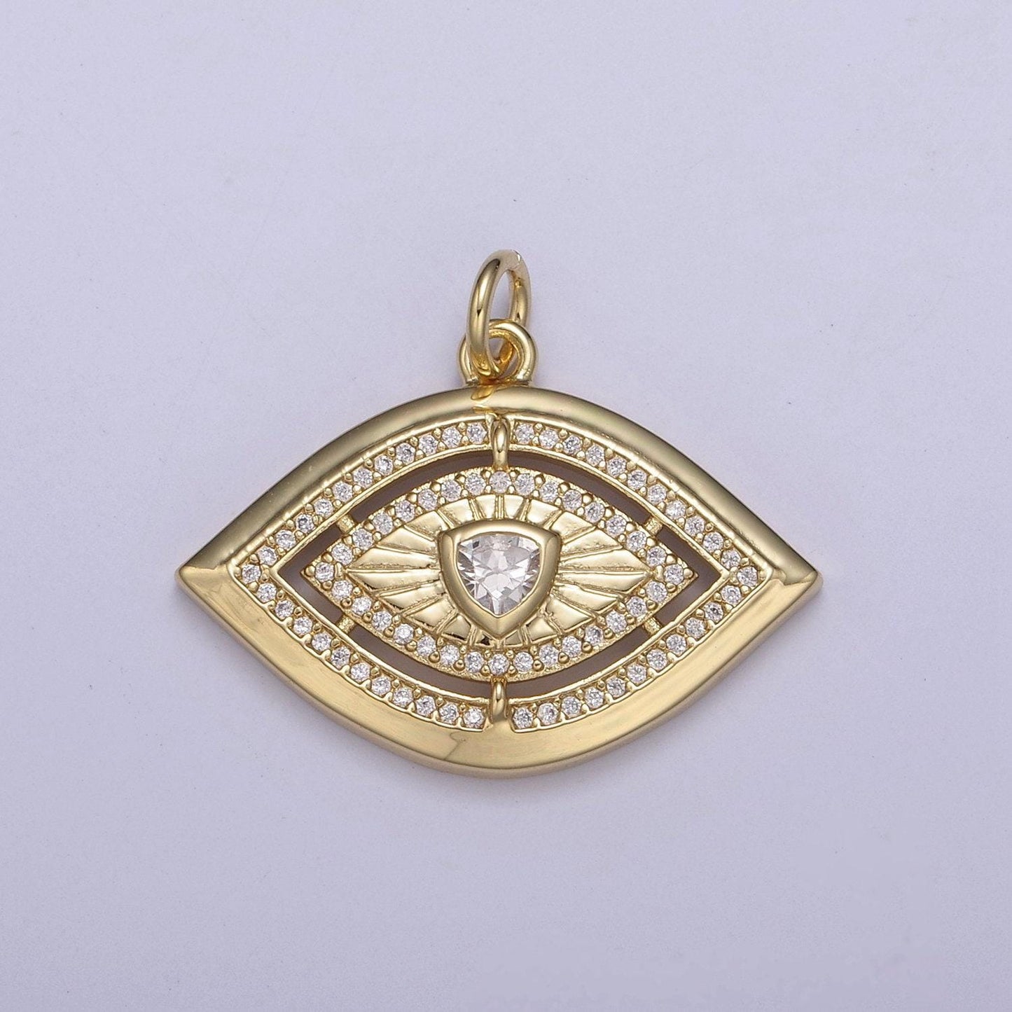 Gold evil eye pendant 14k gold filled eye charm- minimalist jewelry medallion pendant clear blue green red cz layering stacking n-653