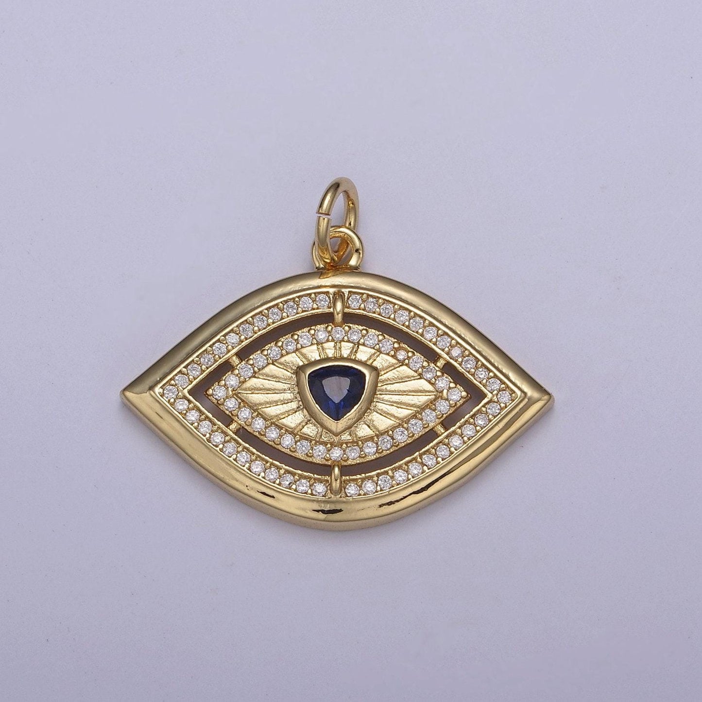 Gold evil eye pendant 14k gold filled eye charm- minimalist jewelry medallion pendant clear blue green red cz layering stacking n-653