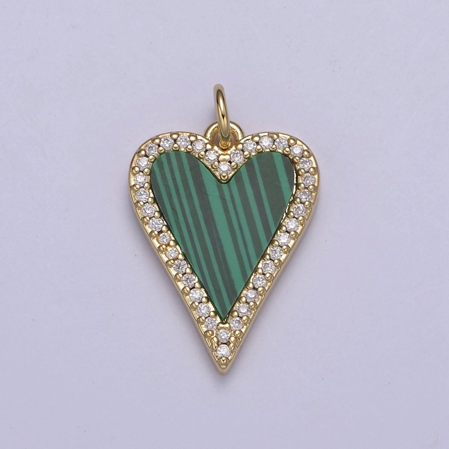 14k gold filled pearl, tiger eye, turquoise abalone shell charm pendant, heart love charm for necklace bracelet jewelry making n-640
