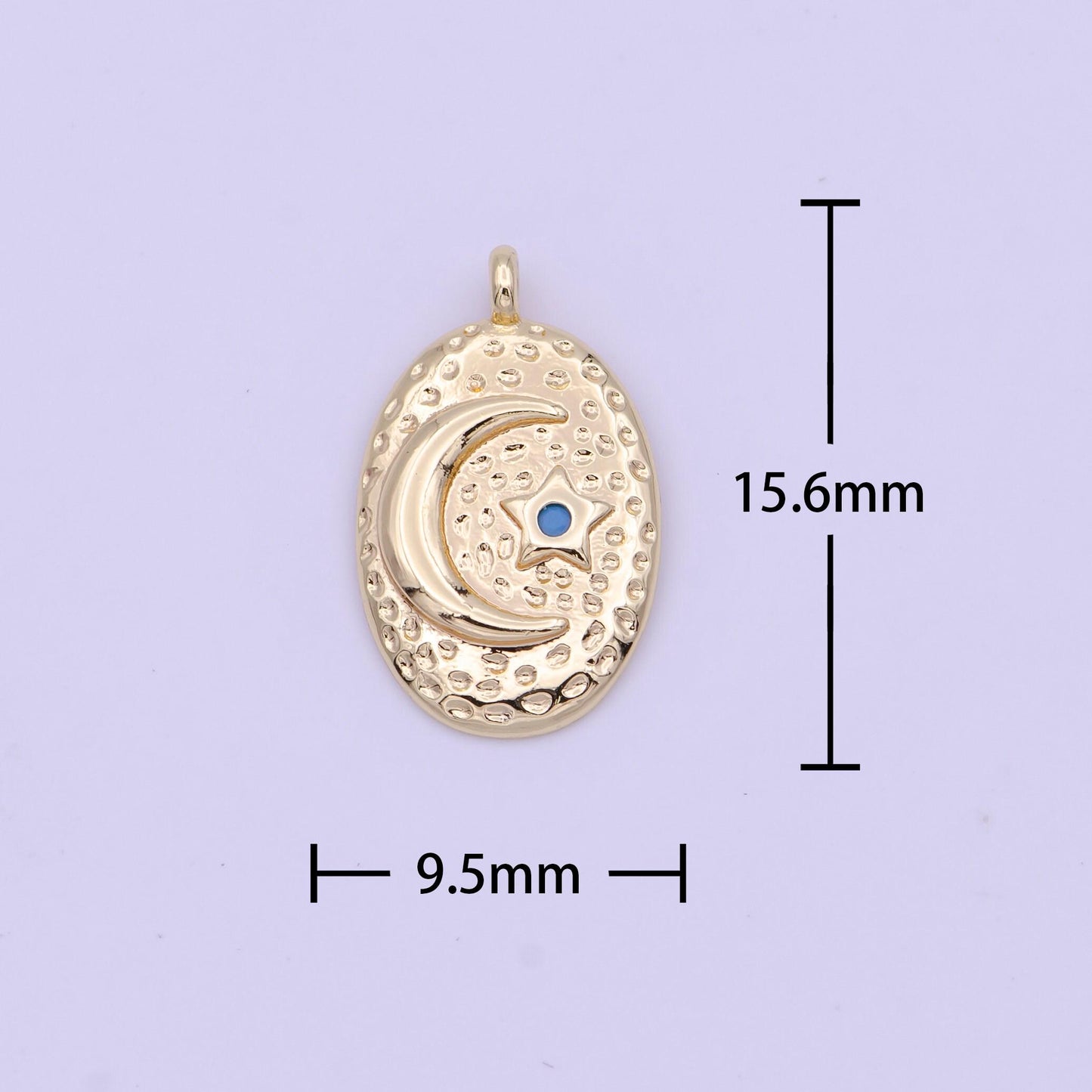 Mini gold crescent moon charm with star for add on charm celestial jewelry n-632