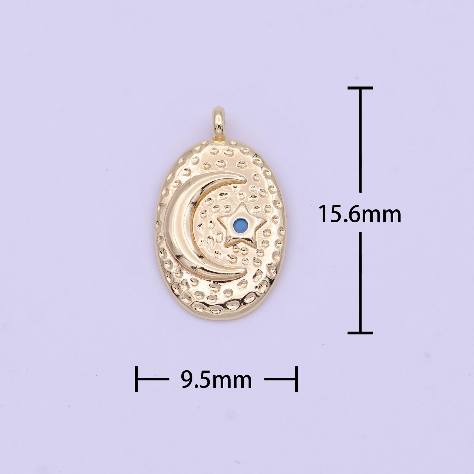 Mini gold crescent moon charm with star for add on charm celestial jewelry n-632