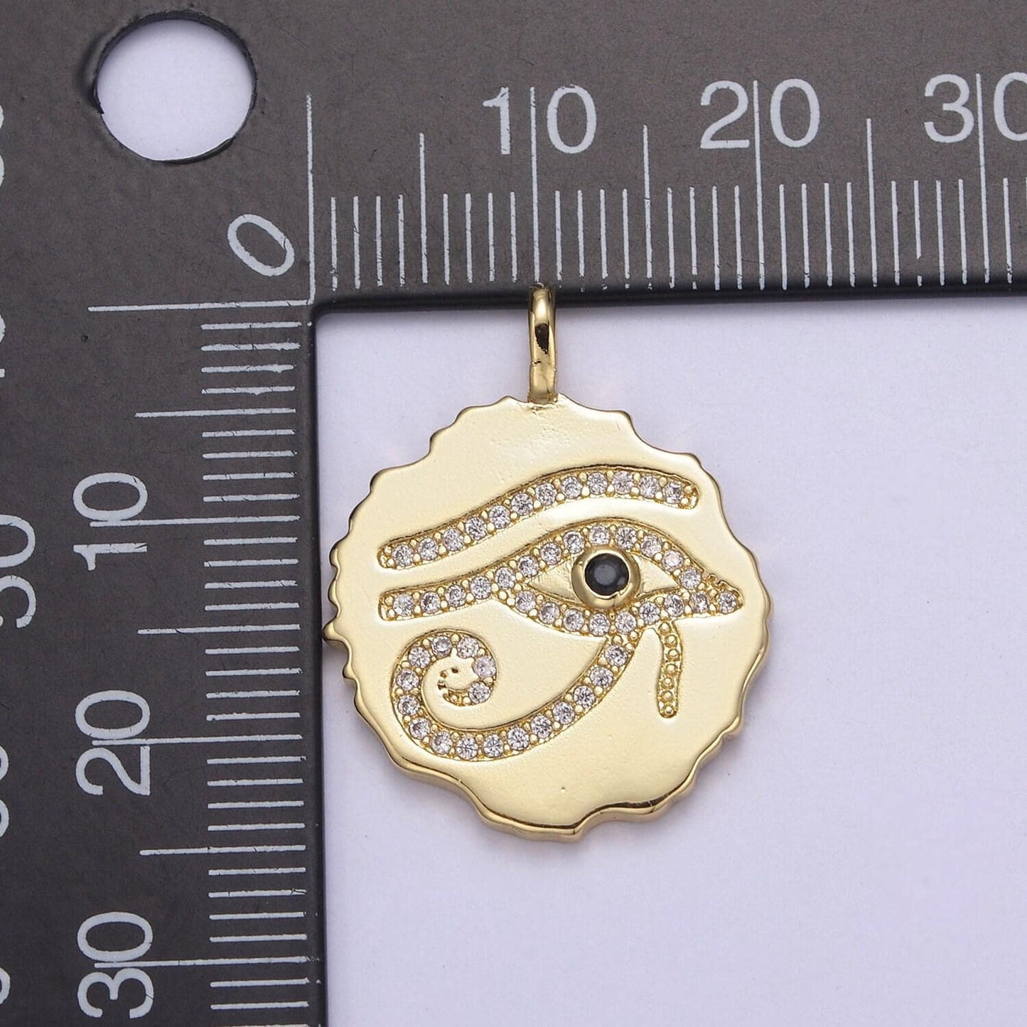 24k gold filled eye of ra medallion charm, eye of horus round pendant, evil eye pendant wholesale n-630