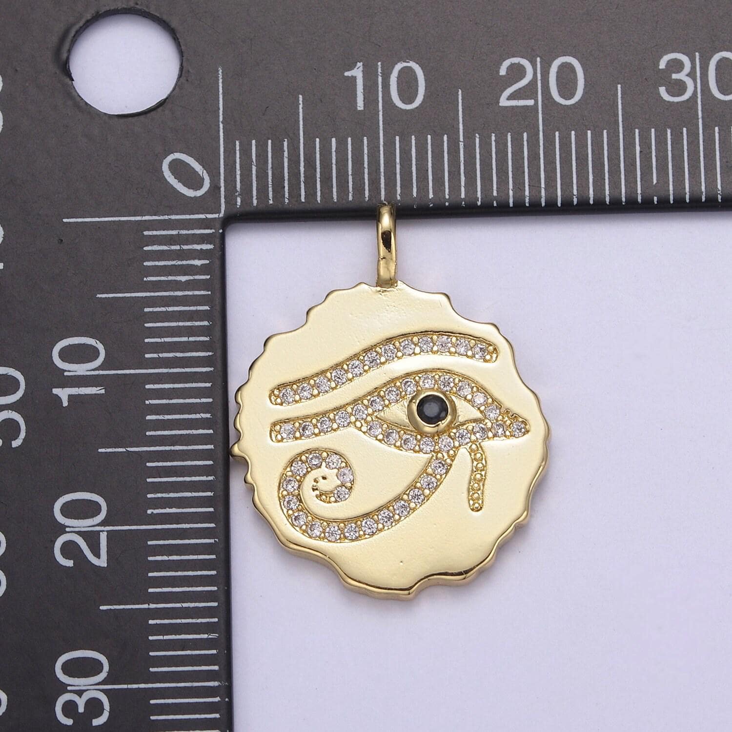 24k gold filled eye of ra medallion charm, eye of horus round pendant, evil eye pendant wholesale n-630
