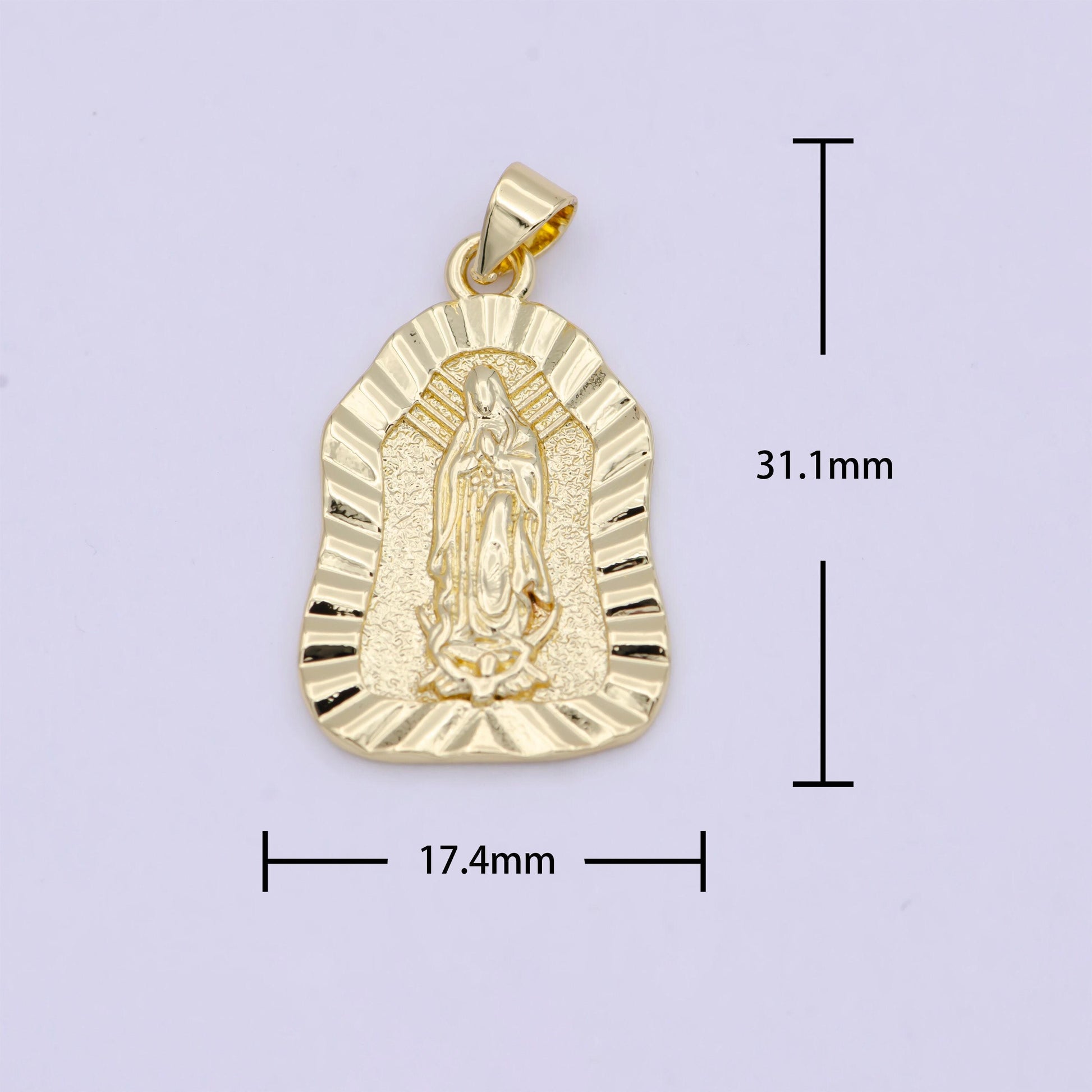 Dainty gold lady guadalupe charm virgin mary pendant n-624