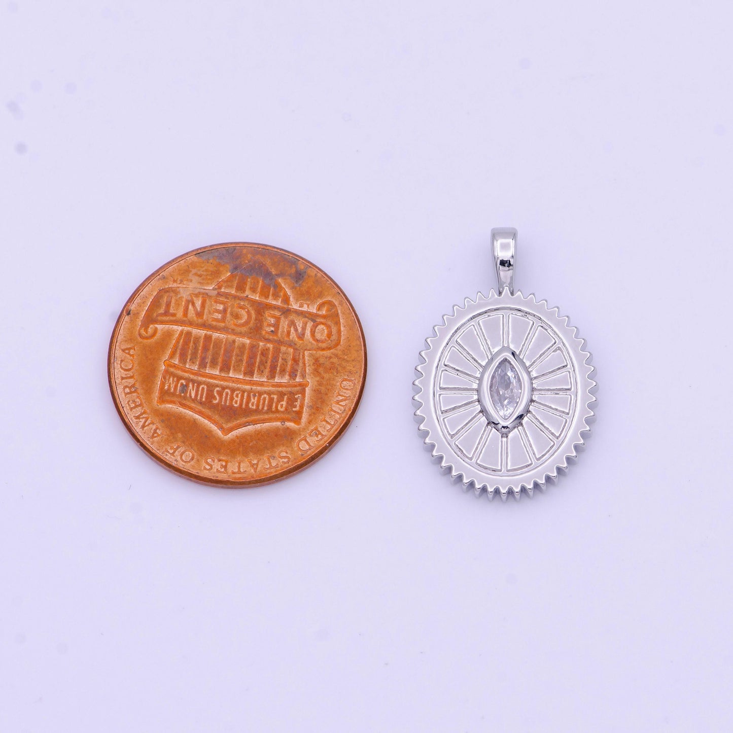 24k gold filled oval charm sunburst with clear eye cz centerpiece for minimalist jewelry making n-610